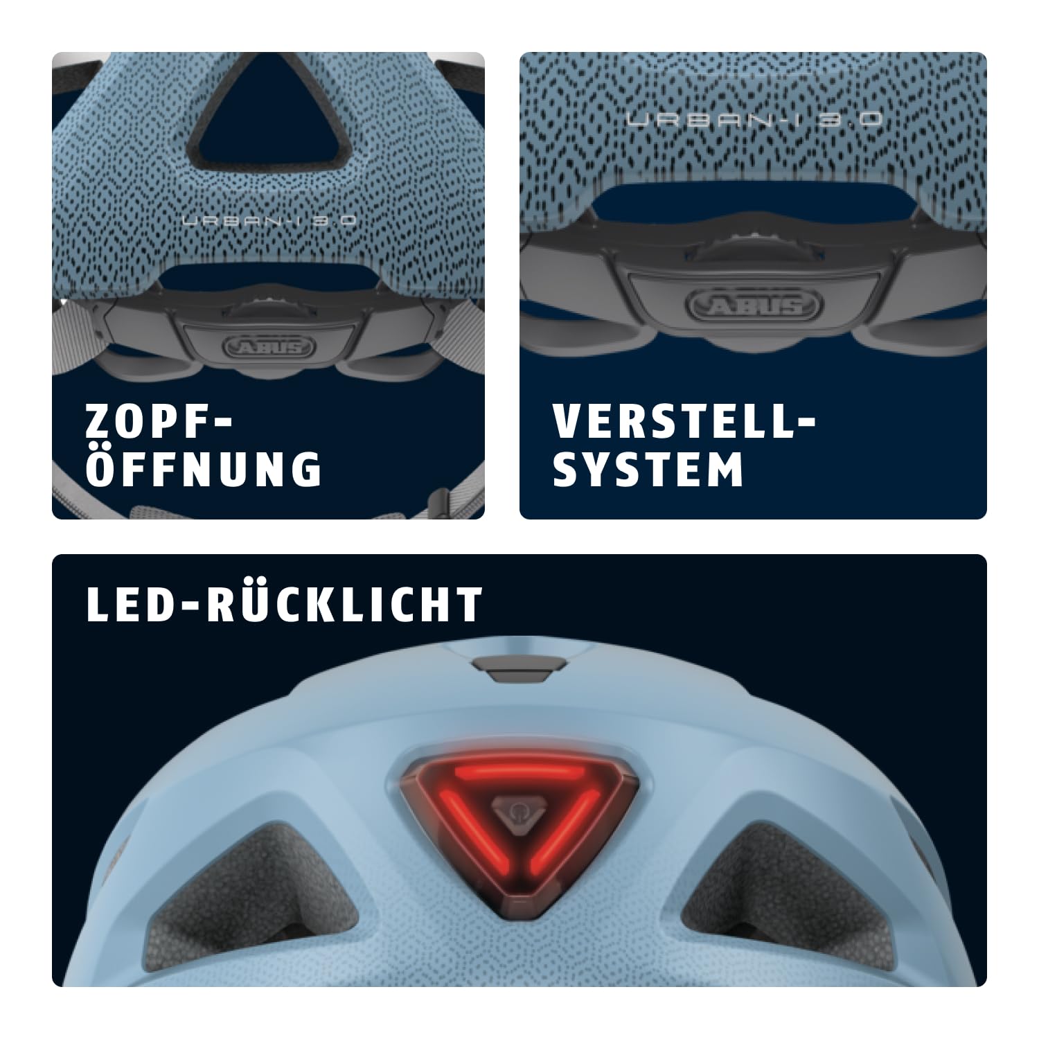 ABUS Stadthelm Urban-I 3.0 - Fahrradhelm mit Rücklicht, Schirm und Magnetverschluss - für Damen und Herren