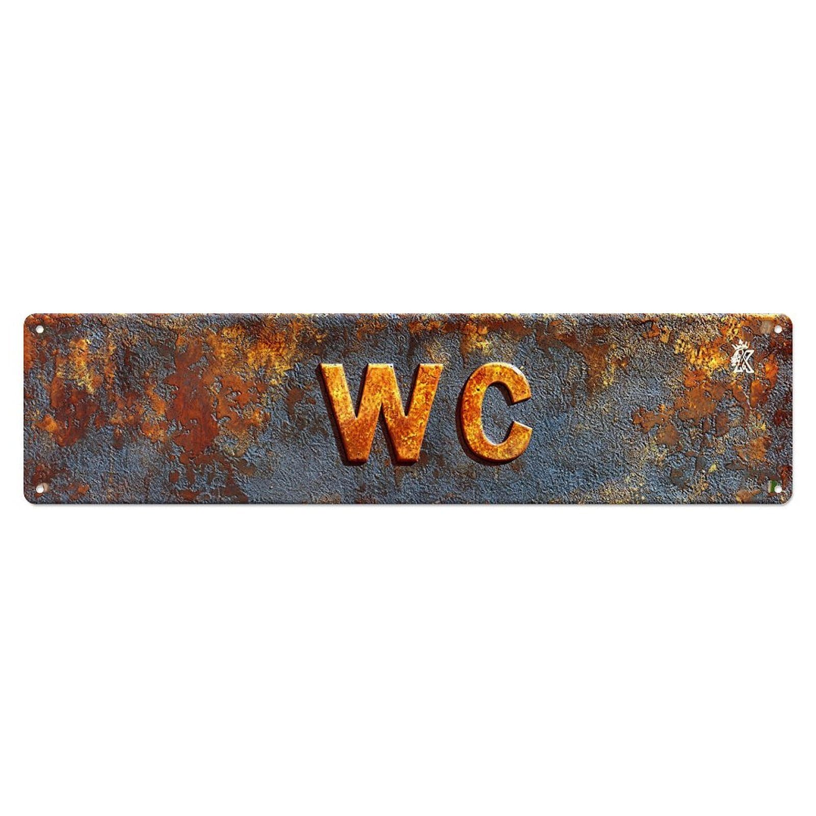 Jdyansheng Vintage Rusty Metal Wc Sign Pattern Tin Sign Metal Poster Metal Signs For Home Man Cave Bar Cafe Kitchen Laundry Room Wall Decorations 4X16 Inches