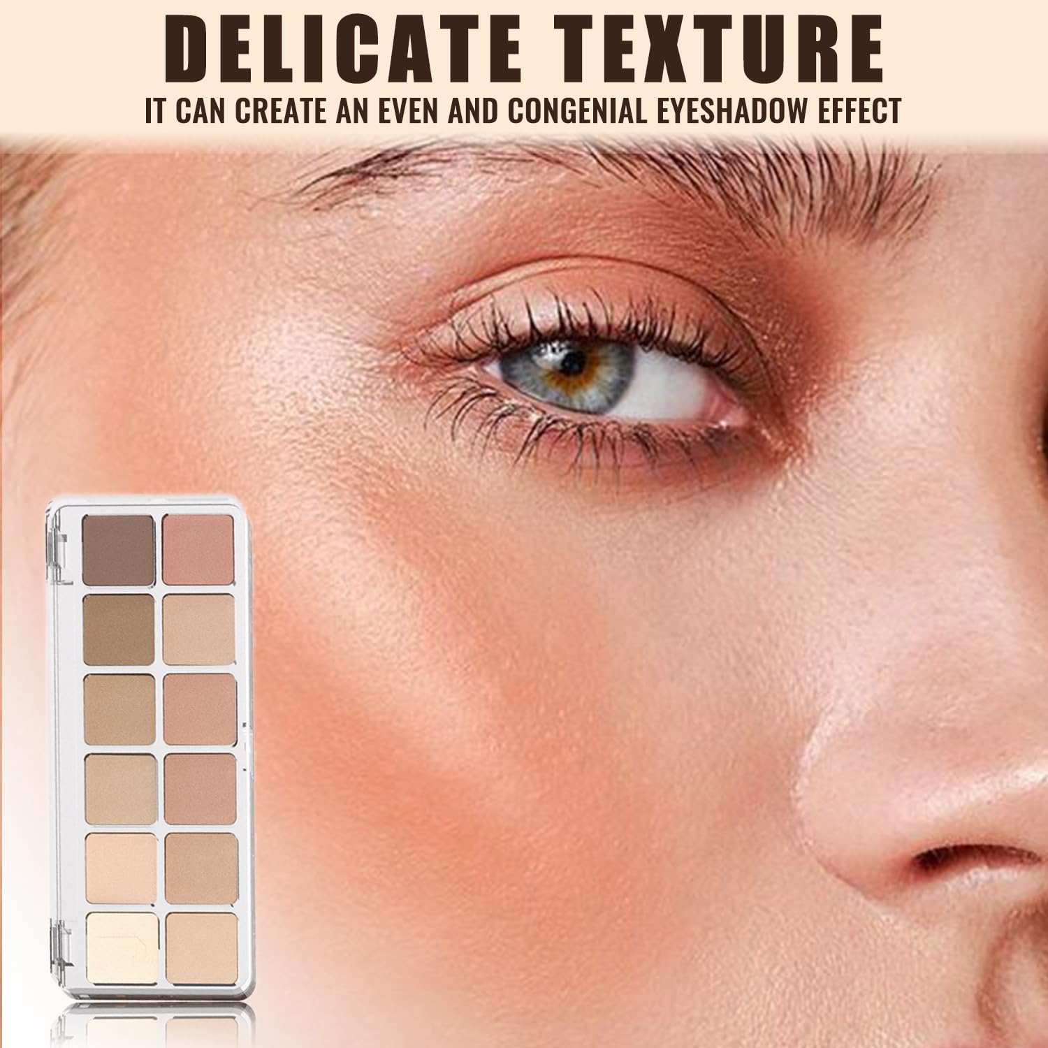12 Colors Nude Pink Eyeshadow Palette, Matte Nude Brown Eye, Highly Pigmented Fine Powder - Image 3