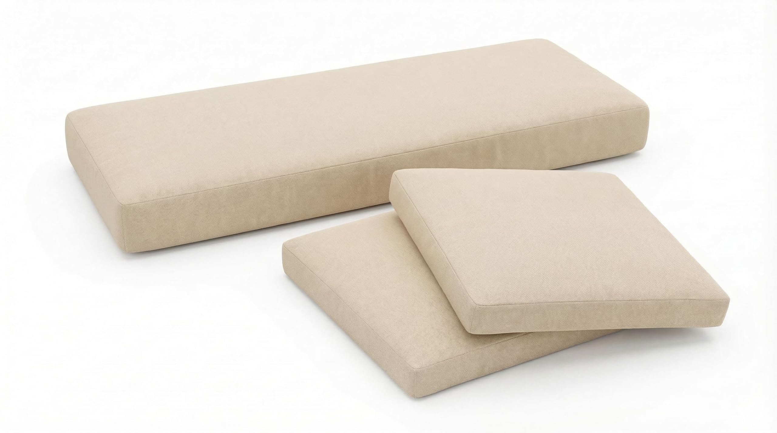 3-Piece Replacement Cushion Set for Rattan Chairs & Sofa | Comfortable Padded Patio Cushions | Indoor & Outdoor Garden Furniture Seat | Water-Resistant & Durable Covers (Cream)