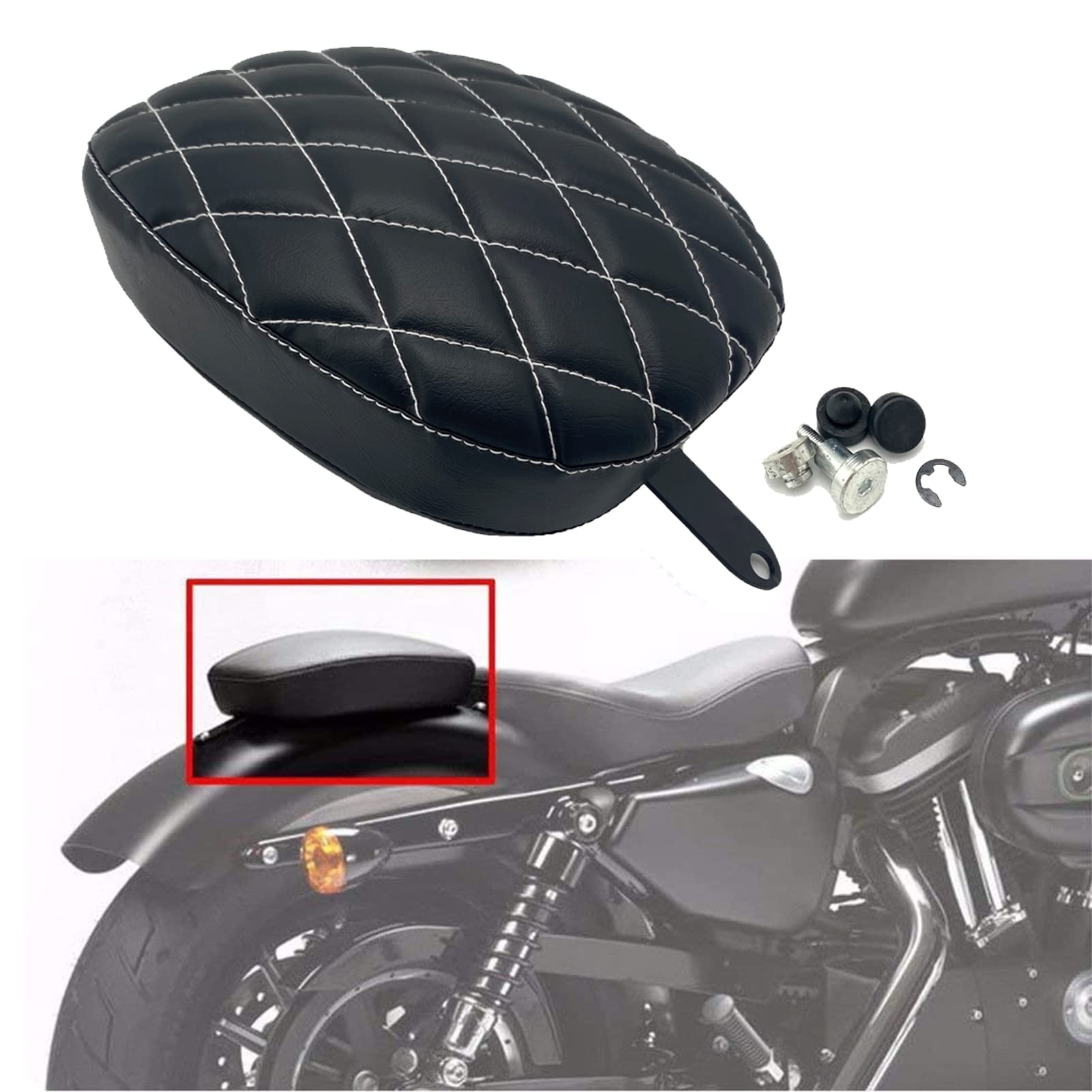 Motorcycle Solo Seat + Passenger Pad For Harley Sportster XL883 XL1200 – Replacement Riding Seat - View #13