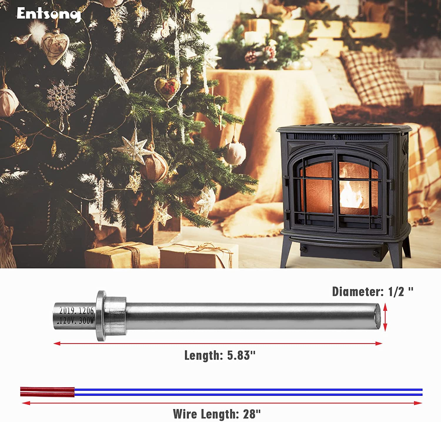 Pieza de repuesto EC2-HA-120-AMP para encendedor de estufa de pellets Kozi, 300W 120V 3