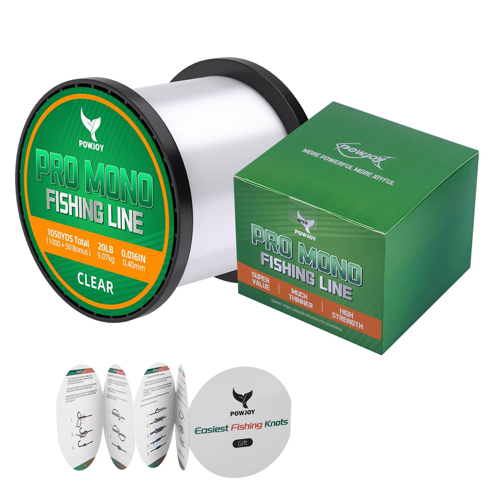 Monofilament Fishing Line with Knot Guide Cards for Beginners to Pro