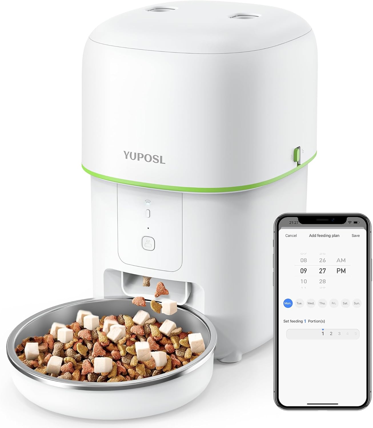 5G WiFi Automatic Cat Feeders Easy to Use – 8cup/68oz Cat Food Dispenser, Automatic Timed Cat Feeder with Dual-Band WiFi APP Control for Remote Feeding, Easy to Clean Also for Dogs