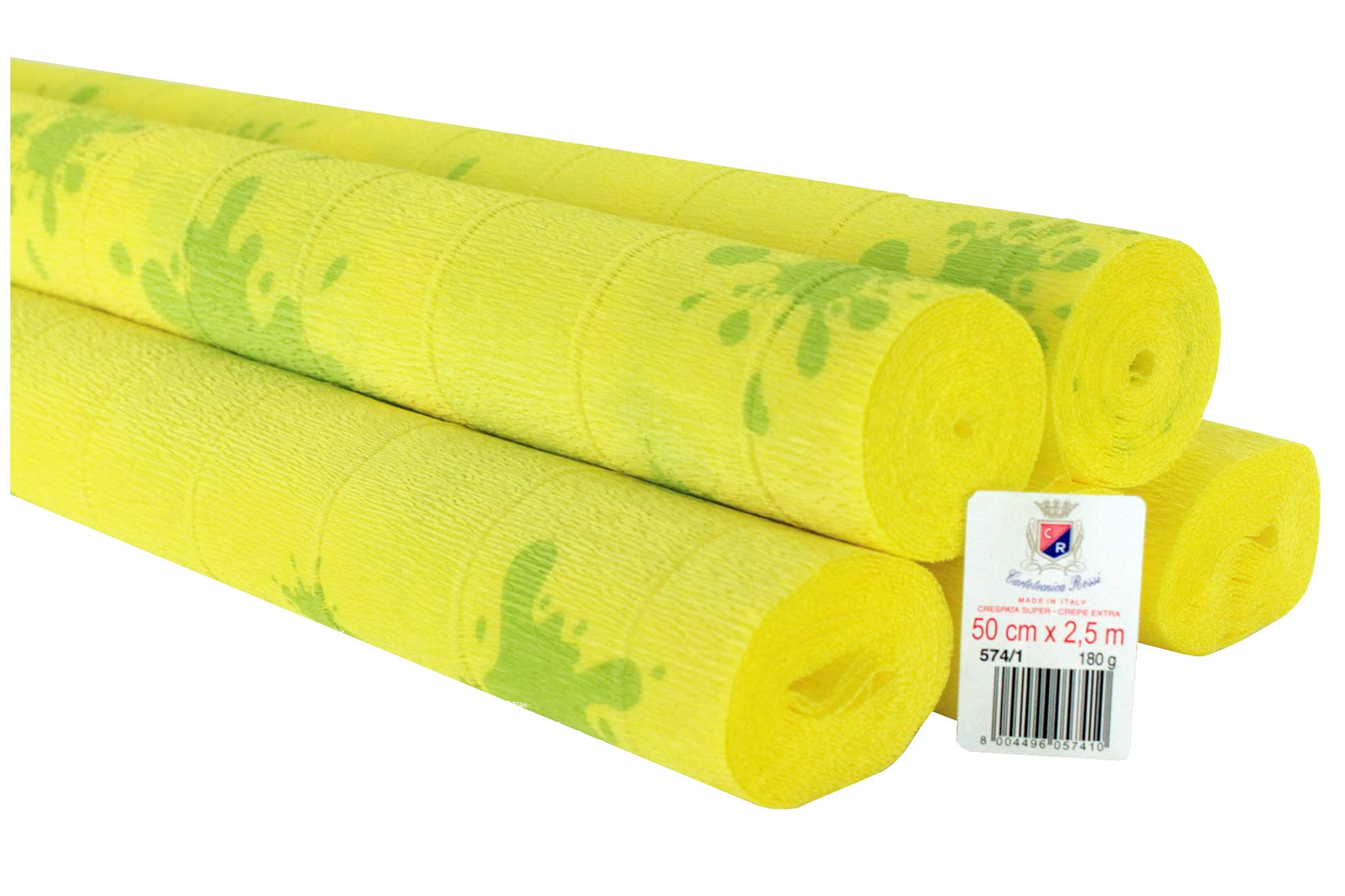 C R Cartotecnica Rossi 5 Rolls of Crepe Paper 180g Printed Green Stain