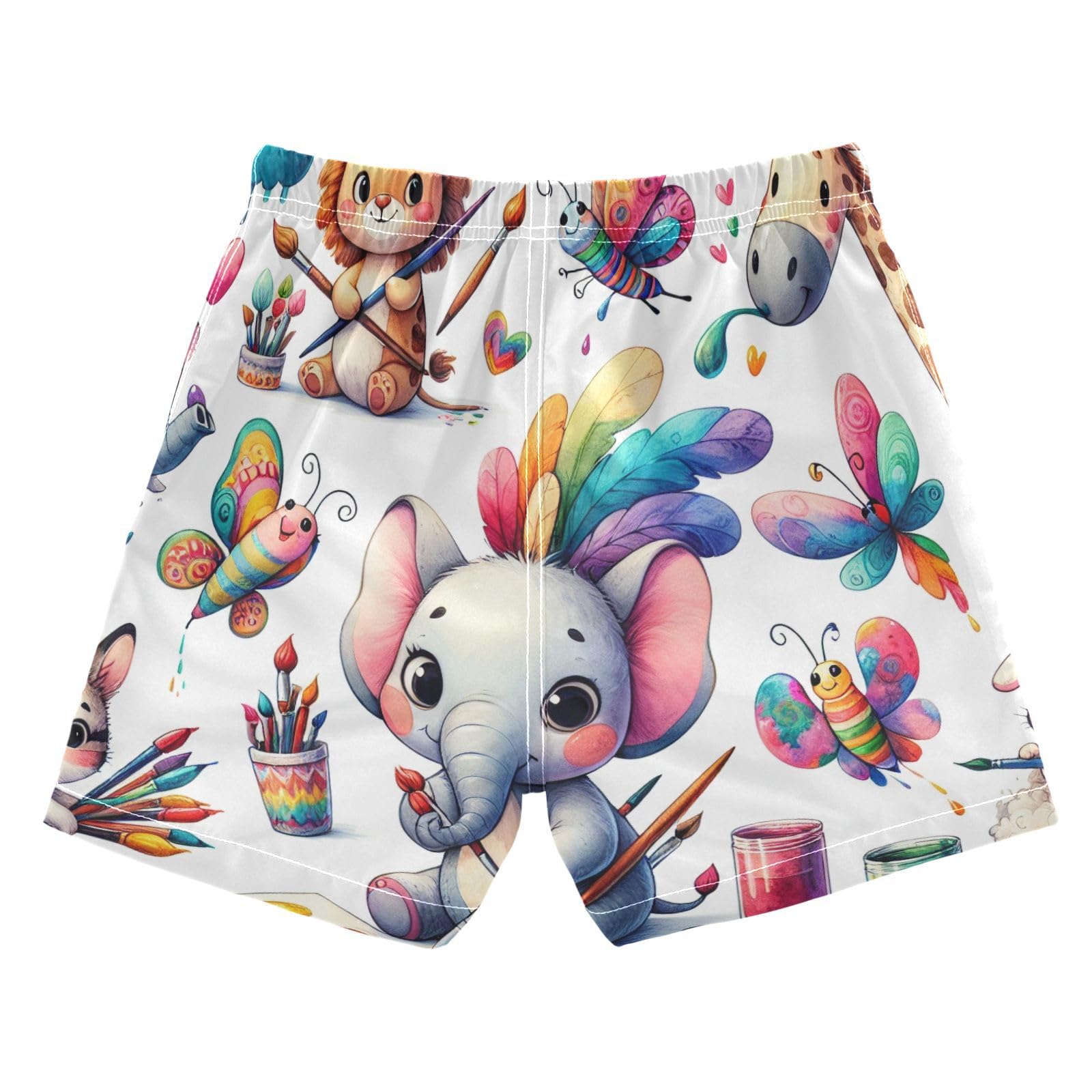 YANENDIE Boy Swim Trunks Cute Animal Painted Summer Beach Quick Dry Swimsuit Bathing Suit, 2-8T