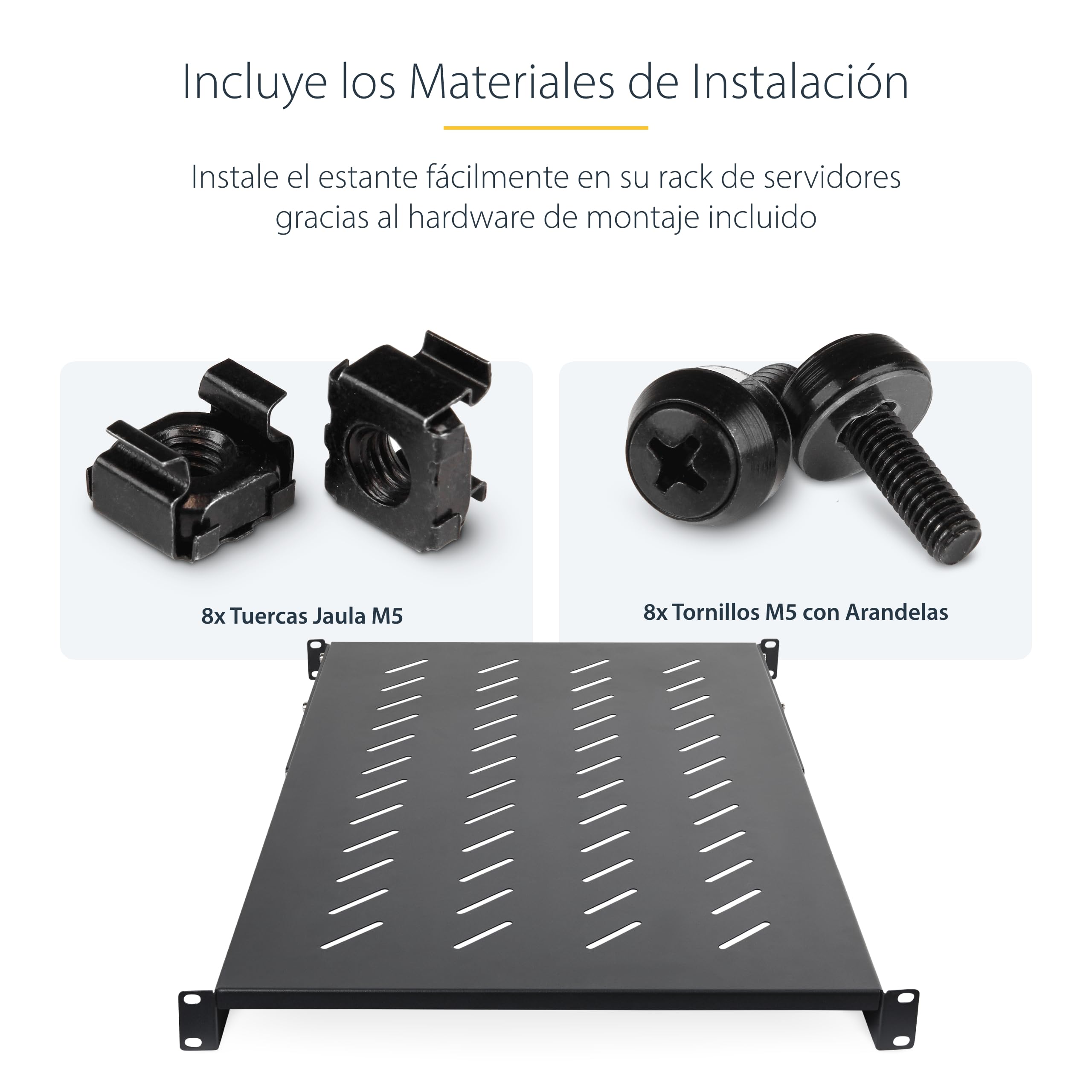StarTech.com Bandeja Estante Ventilado 1U 4 Columnas para Rack - Profundidad Ajustable de 71-87,3cm - 68kg