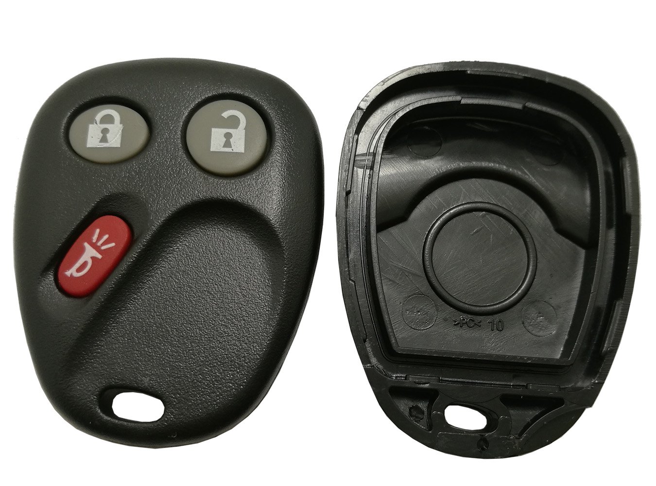 Keyless Entry Remote Car Key Fob Shell Case Fit for GM GMC Chevrolet Chevy Cadillac Pontiac Hummer 3 Buttons Replacement with Button Pad (Black)