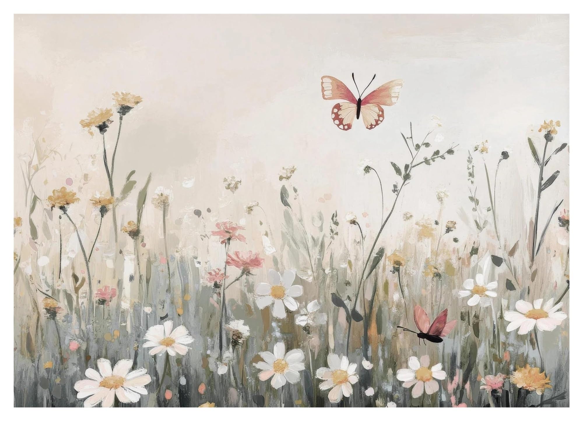 XENITE Wall Art Canvas Prints Wildflowers White Roses Clouds Swans Bunny Poster Prints Canvas Painting Wall Art Pictures Home Living Room Decor(O,30x40cm)