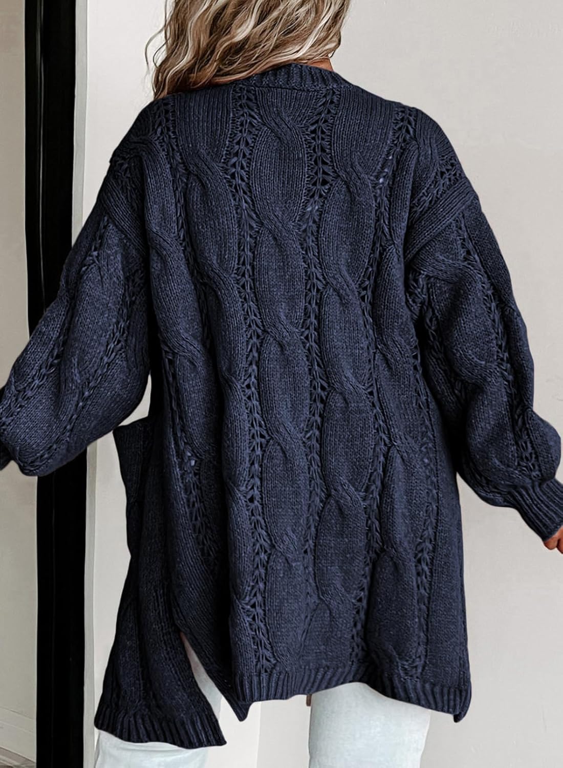 Eytino Plus Size Cardigans for Women Open Front Long Sleeves Lightweight Fall Sweaters with Pockets(1X-5X) - Image 3