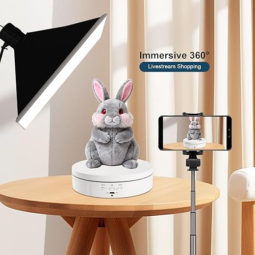 Miniatura 64 de Soporte de exhibición giratorio motorizado, carga de 5 pulgadas/11 libras, plataforma giratoria de 360° para relojes de joyería, modelos 3D, pastel