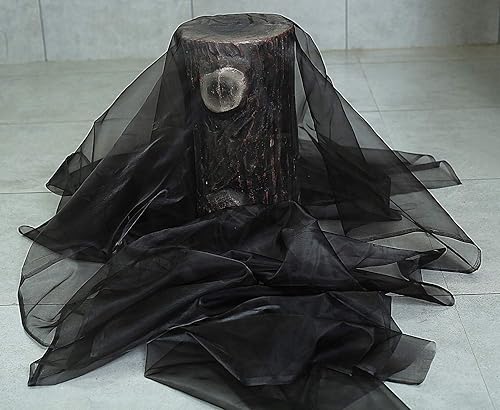 Miniatura 3 de VDS Tela de organza negra, 10 yardas continuas, 45 pulgadas de ancho, decoración de fiesta de boda, cristal iridiscente, transparente, brillante,