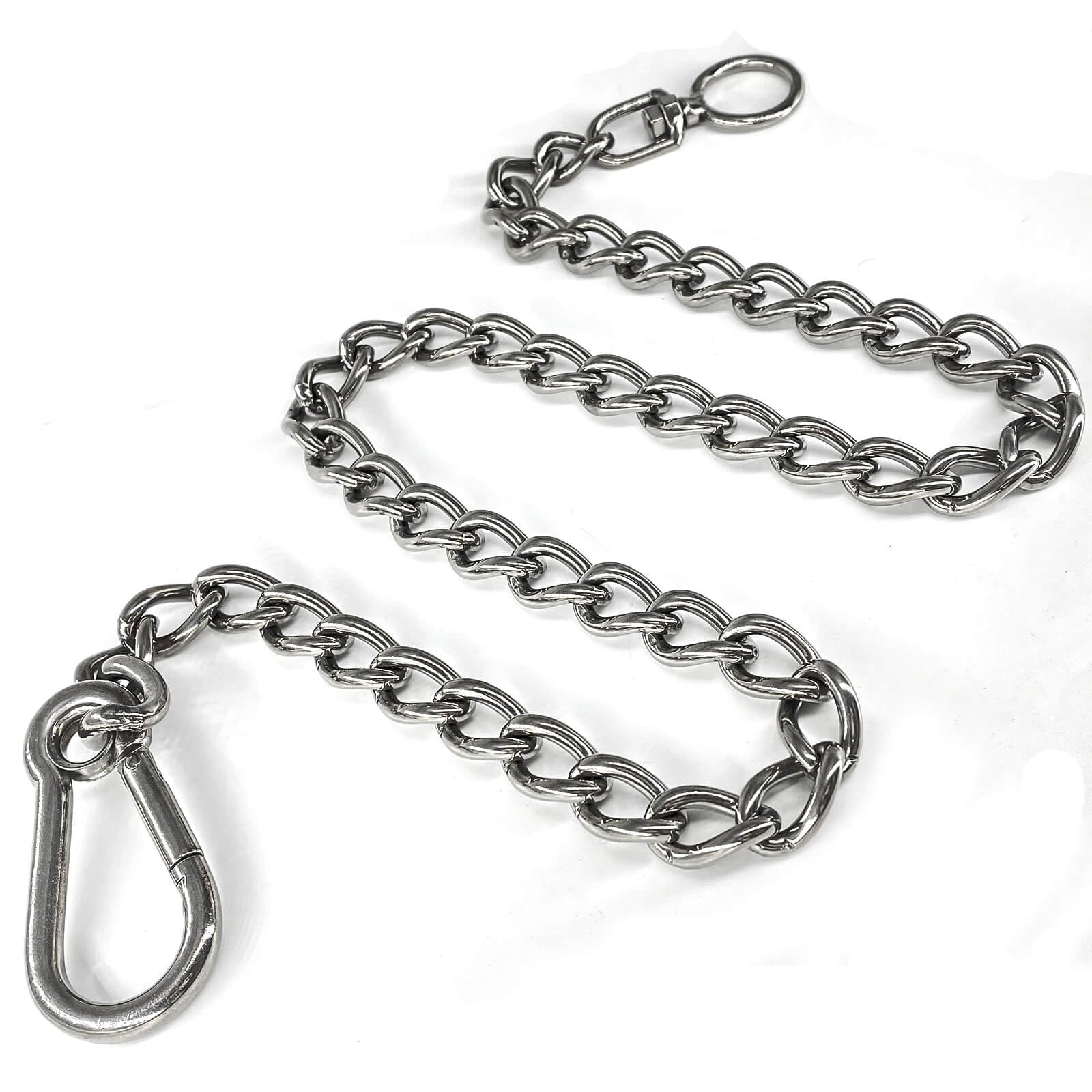 Dog Chain Leash, 304 Stainless Steel Short Lead Metal Heavy Duty Chain DIY Double Dog Leashes Self-Assembly Leashes Extension&Coupler. (304 S/S 28in x 3.5mm)