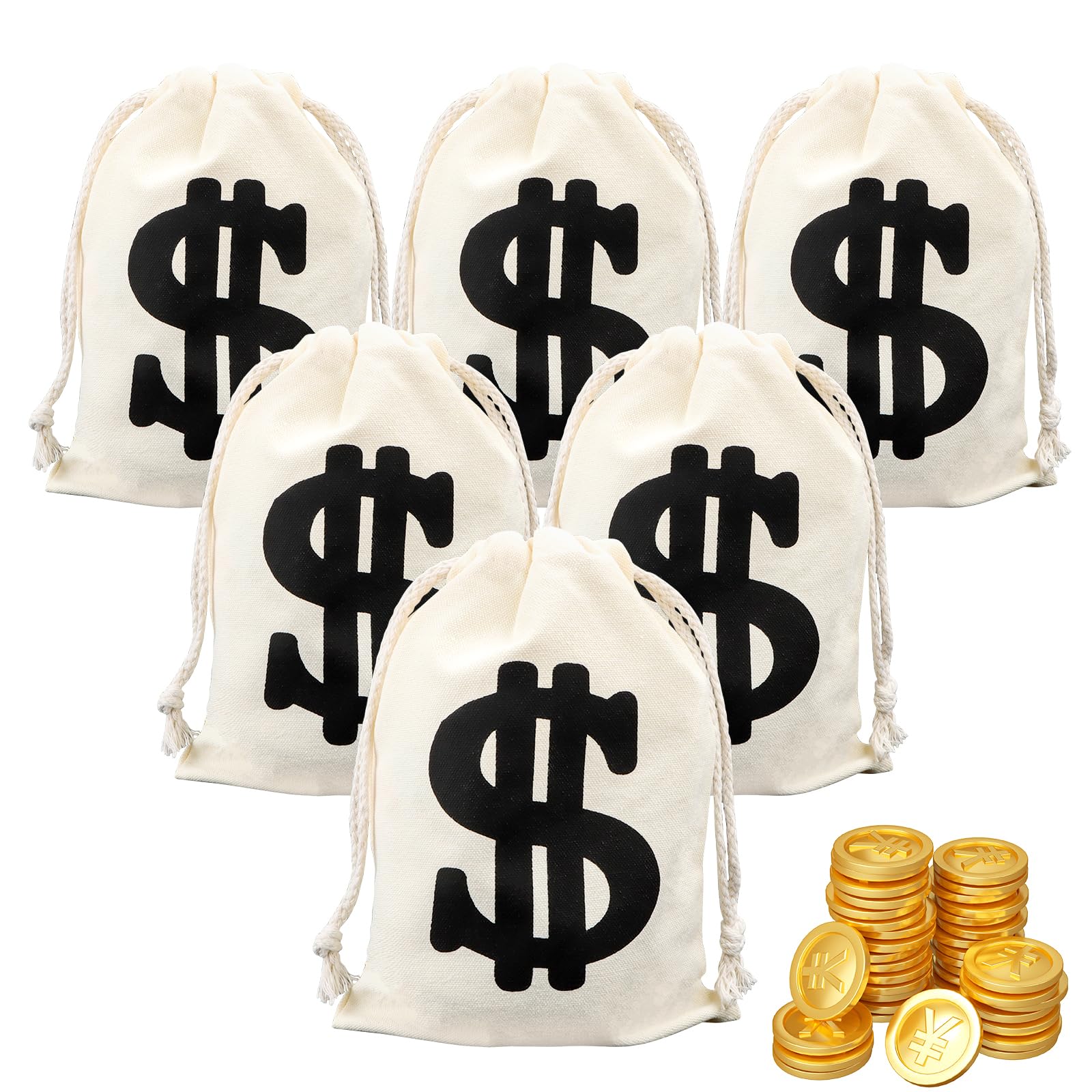 Lot de 6 sacs à monnaie, 17 x 25 cm, réutilisables, pour petits objets, accessoires de costume