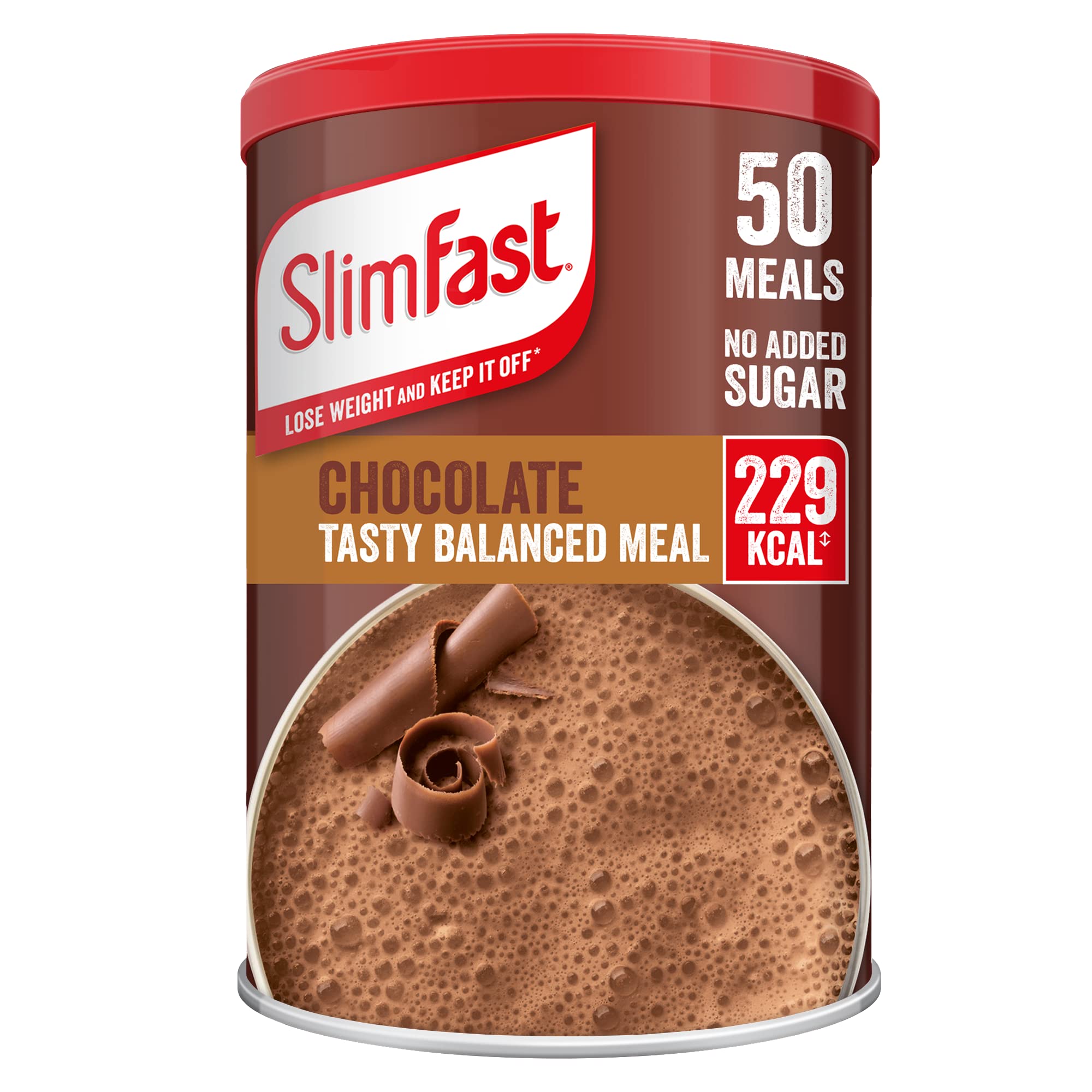 SlimFast Meal Replacement Shake for Weight Loss & Balanced Diet, Vitamins and Minerals, Low Calorie, High Protein, Chocolate Flavour, 50 servings, 1.875 kg, Packaging May Vary