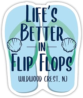 Wildwood Crest New Jersey Souvenir 4 Inch Vinyl Decal Sticker Flip Flop Design