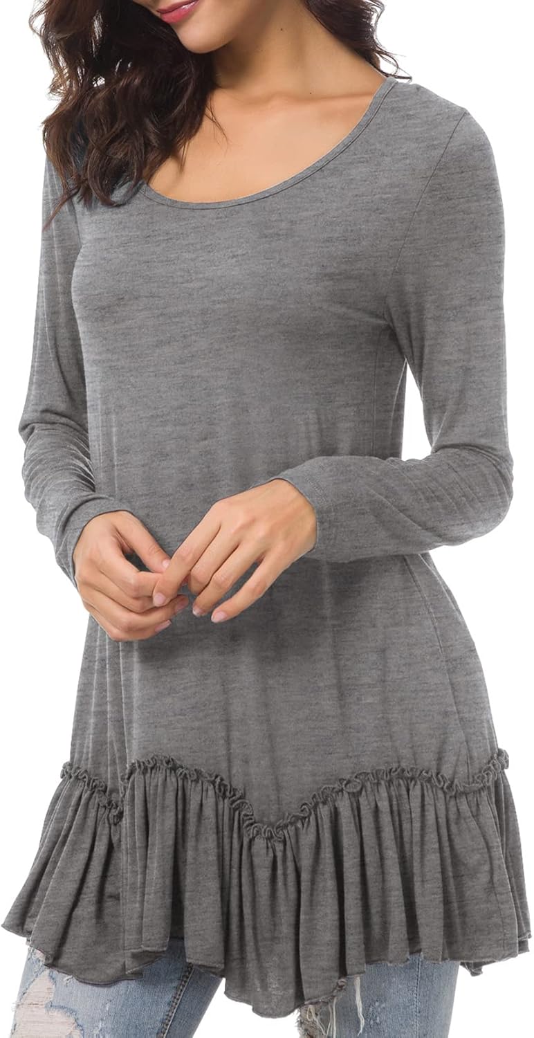 Urban CoCo Women's Casual T-shirt Solid Long Sleeve Tunic Tops - Image 4