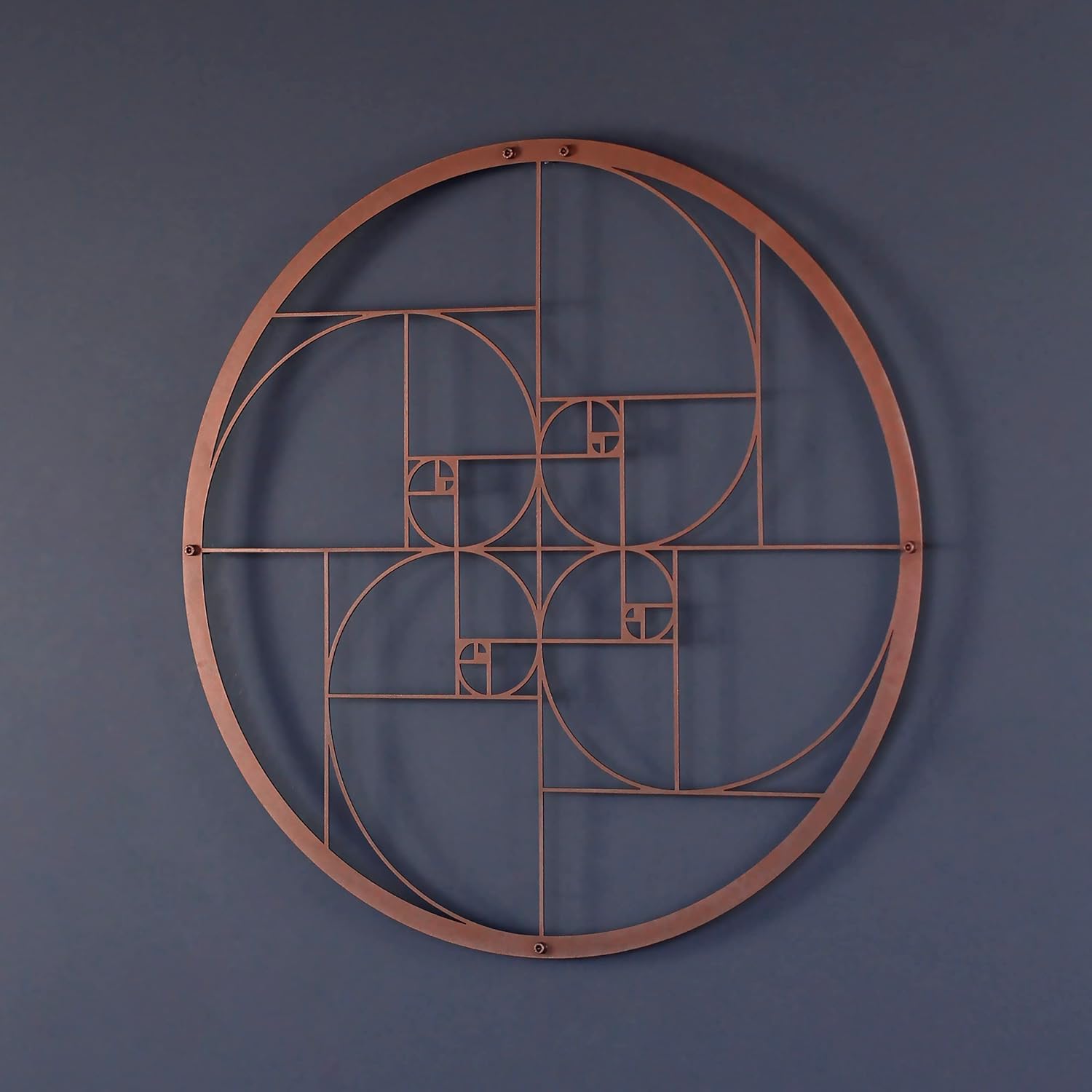 Colorfull Worlds Golden Ratio Metal Wall Decor | Unique Modern Decoration for Living Room | Metal Wall Art | Office Decor | New Year Gift | (18.5" x 18.5" | 47 x 47 cm, Copper)