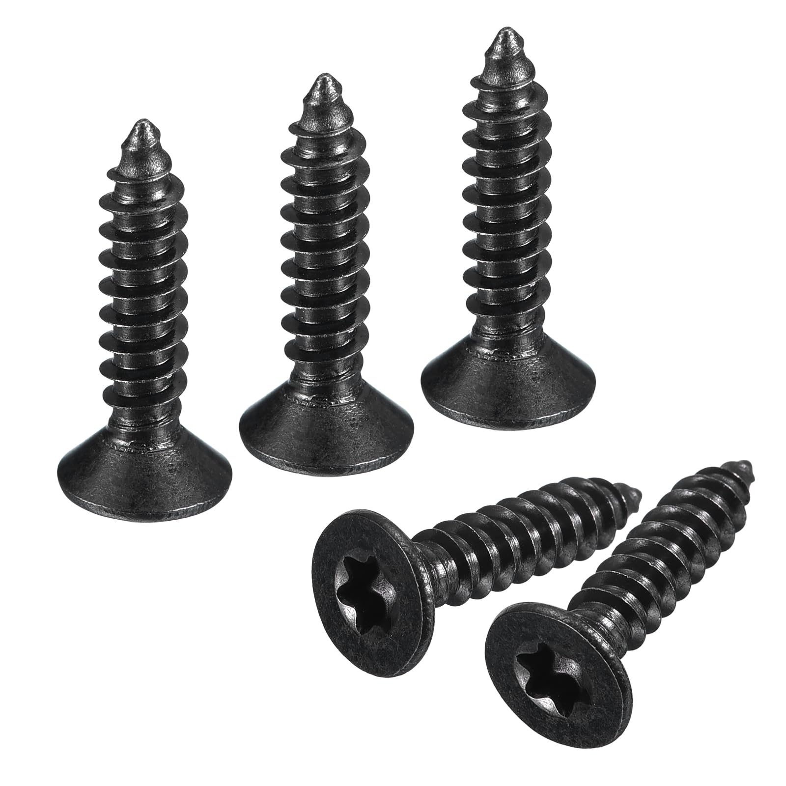 uxcell #8 x 3/4-inch Flat Head Torx/Star Wood Screws, 150 Pcs 304 Stainless Steel, Full Threaded, Black Coated, Self-Tapping Screws Fit T20 Bit for