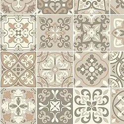 Papel de Parede Adesivo Lavável Autocolante com Película Protetora - Azulejo Bege - 3m x 40cm - Para Cozinha e Banheiros