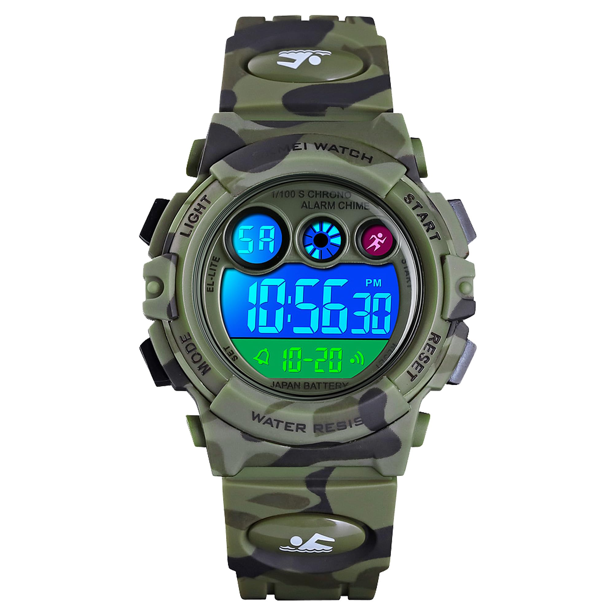 Kids Digital Sport Watch for Boys – Outdoor Waterproof Military Wrist Watch with Alarm & Stopwatch, Children’s Watch for Ages 5–10