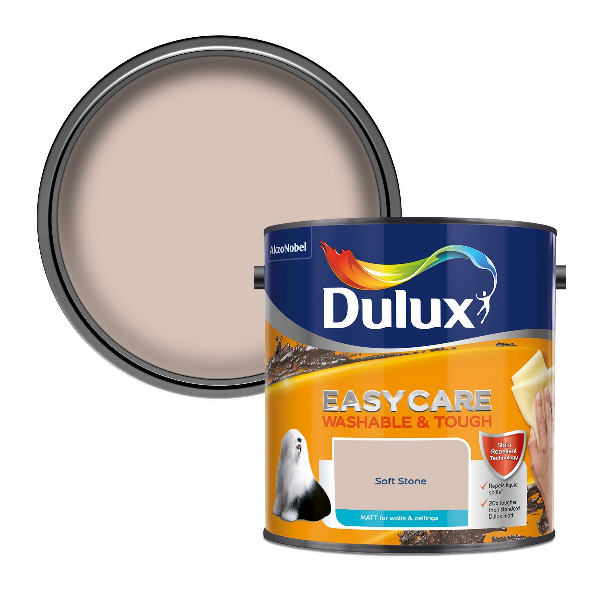 Easycare Washable & Tough Matt Emulsion Paint For Walls And Ceilings - Soft Stone 2.5 Litres