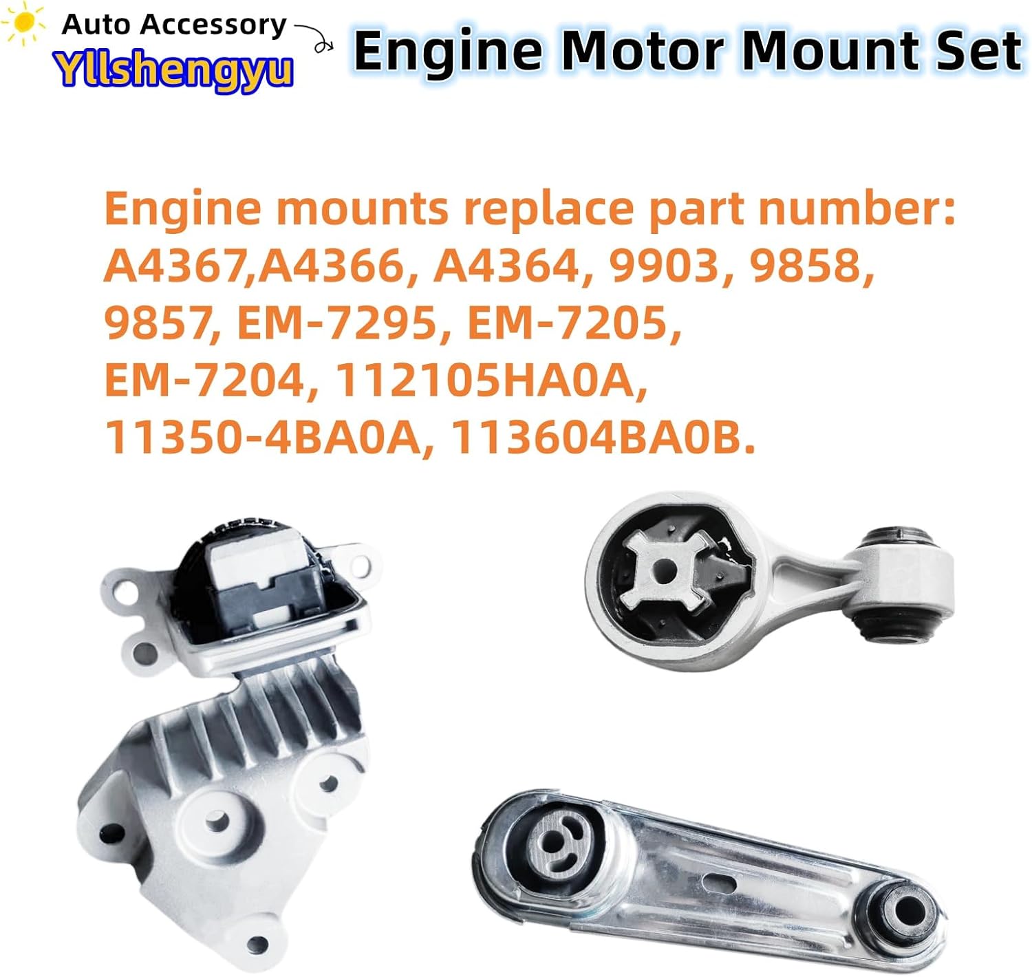 Engine Motor & Transmission Mount Kit - 3Pcs Compatible with Nissan Rogue/X-Trail 2014-2020 & Renault Koleos 2017-2019 L4 2.5L, Replaces OE A4367 A4366 A4364 9903 9858 9857