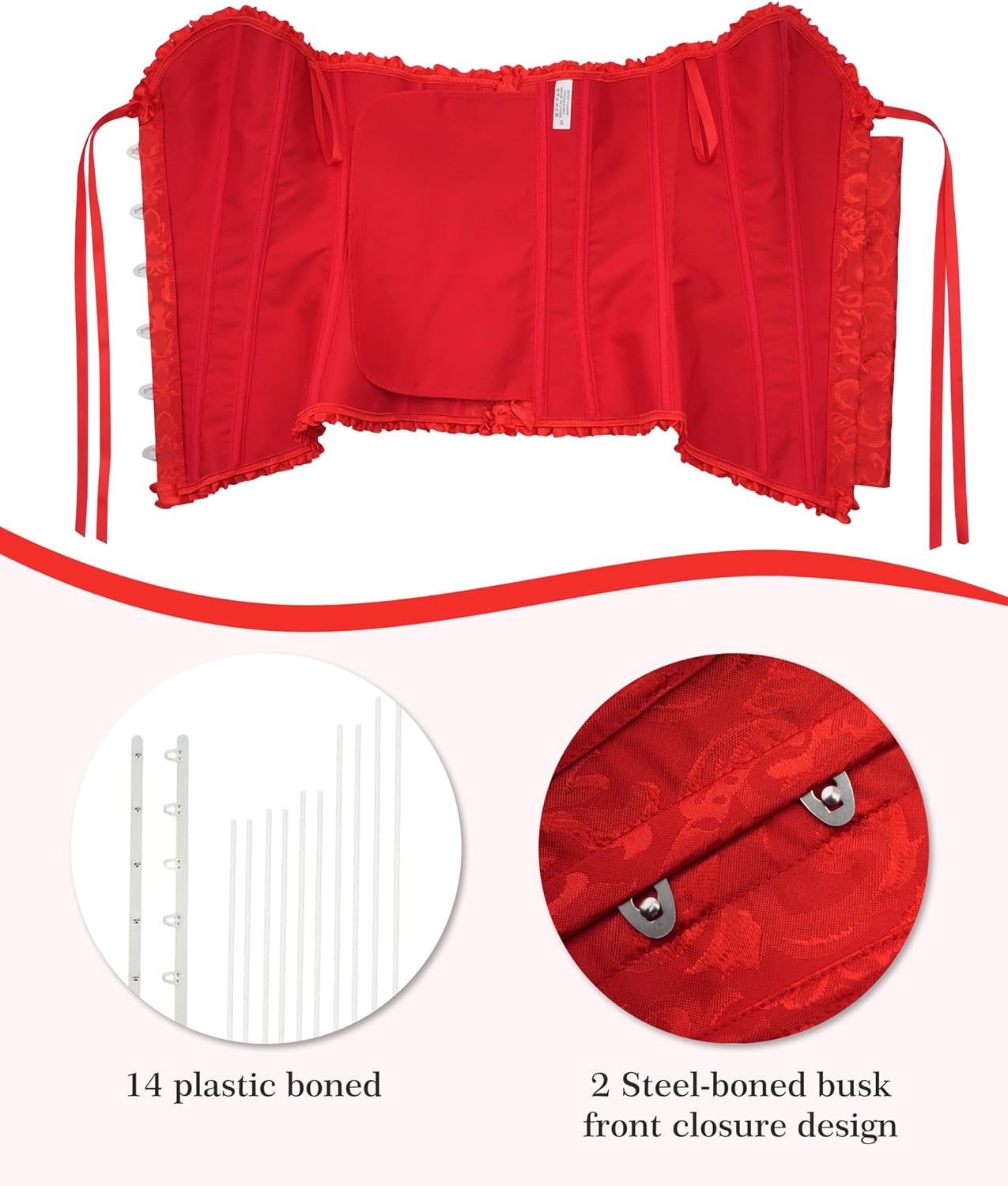 Bustier Corset Top for Women | Overbust Lace Up Waist Cincher Shapewear Lingerie - Image 6