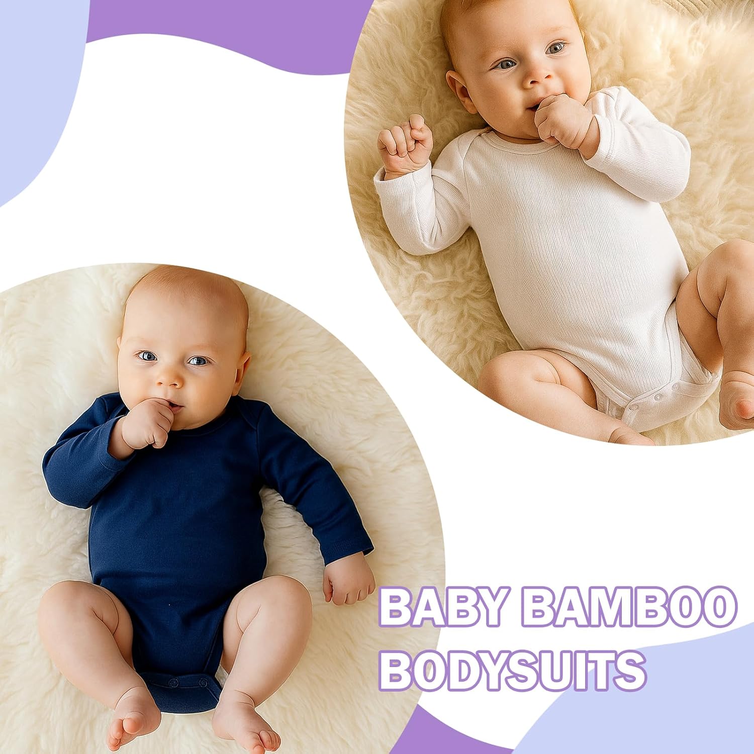 DEFAHN 2-Pack Unisex Baby Bodysuit Super Soft Viscose from Bamboo - Solid Long Sleeve Baby Boys Girls Onsies