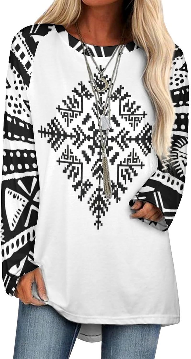 Long Sleeve Shirts for Women Aztec Pullover TopsAmerican Clothing Fall Comfy Fashion Boho Tops for Women