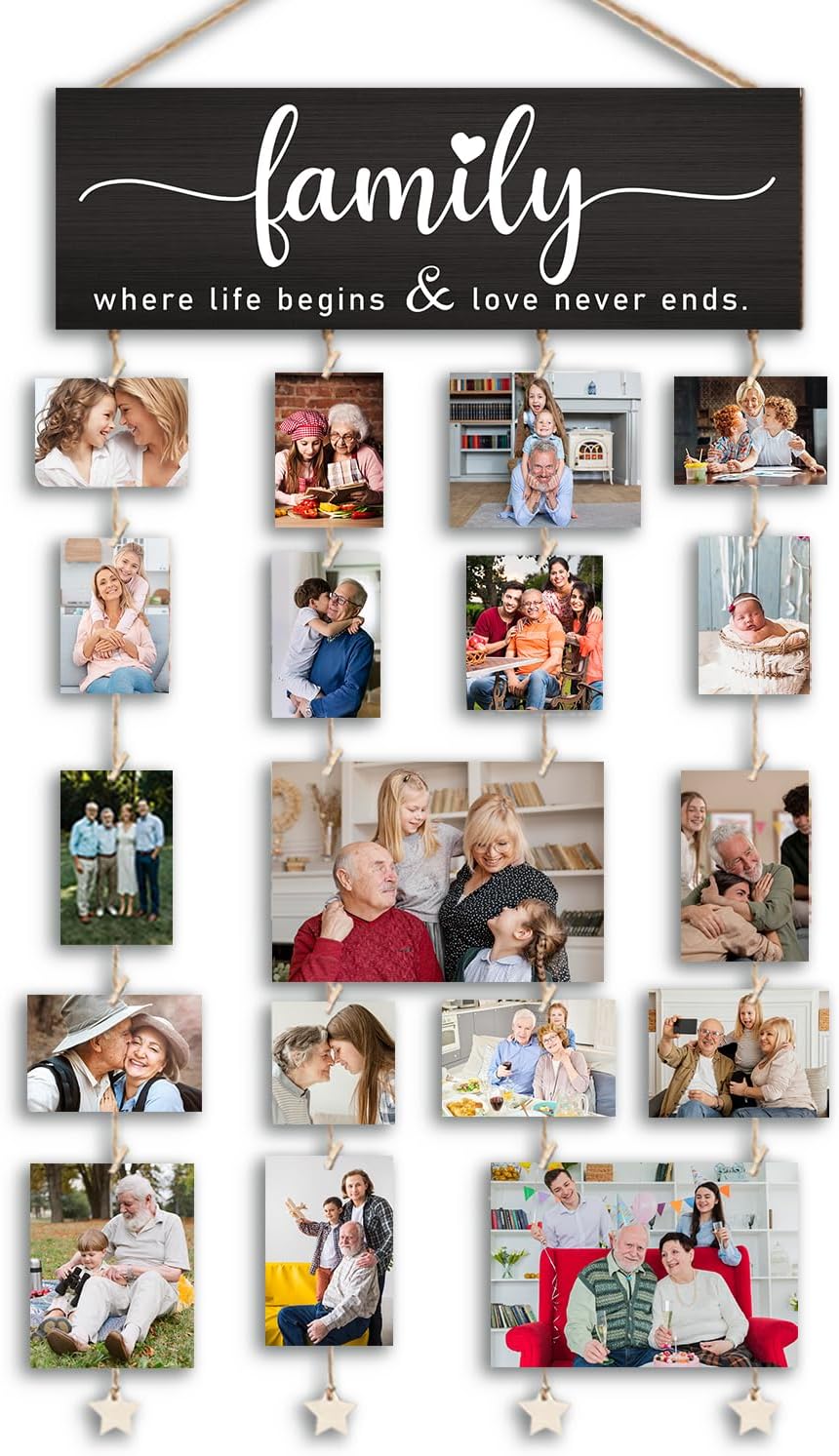 Orchroma Picture Frames Collage Photo Hanging Display Picture Board,Family Picture Frames Collage Wall Decor,Family Where Life Begins and Love Never Ends,Home Living Room Bedroom Wall Decor (Black)
