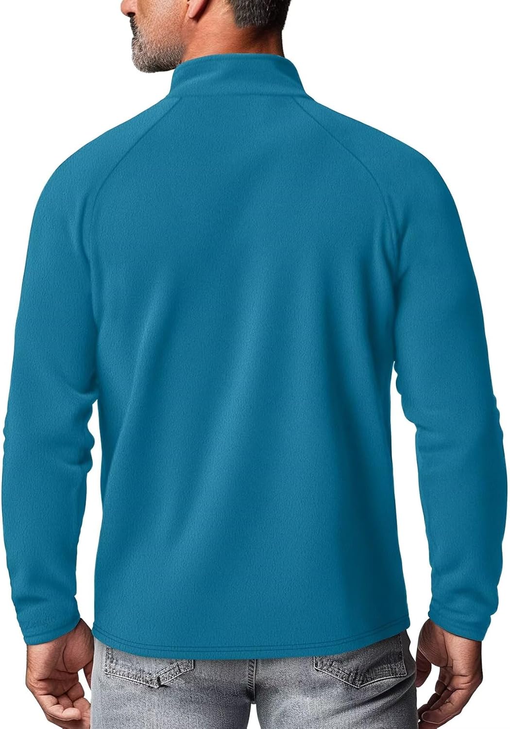 Zengjo Mens Quarter Zip Thin Fleece Pullover Shirt Lightweight 1/4-Zip Mock Neck Sweatshirt Thermal BaseLayer - Image 2