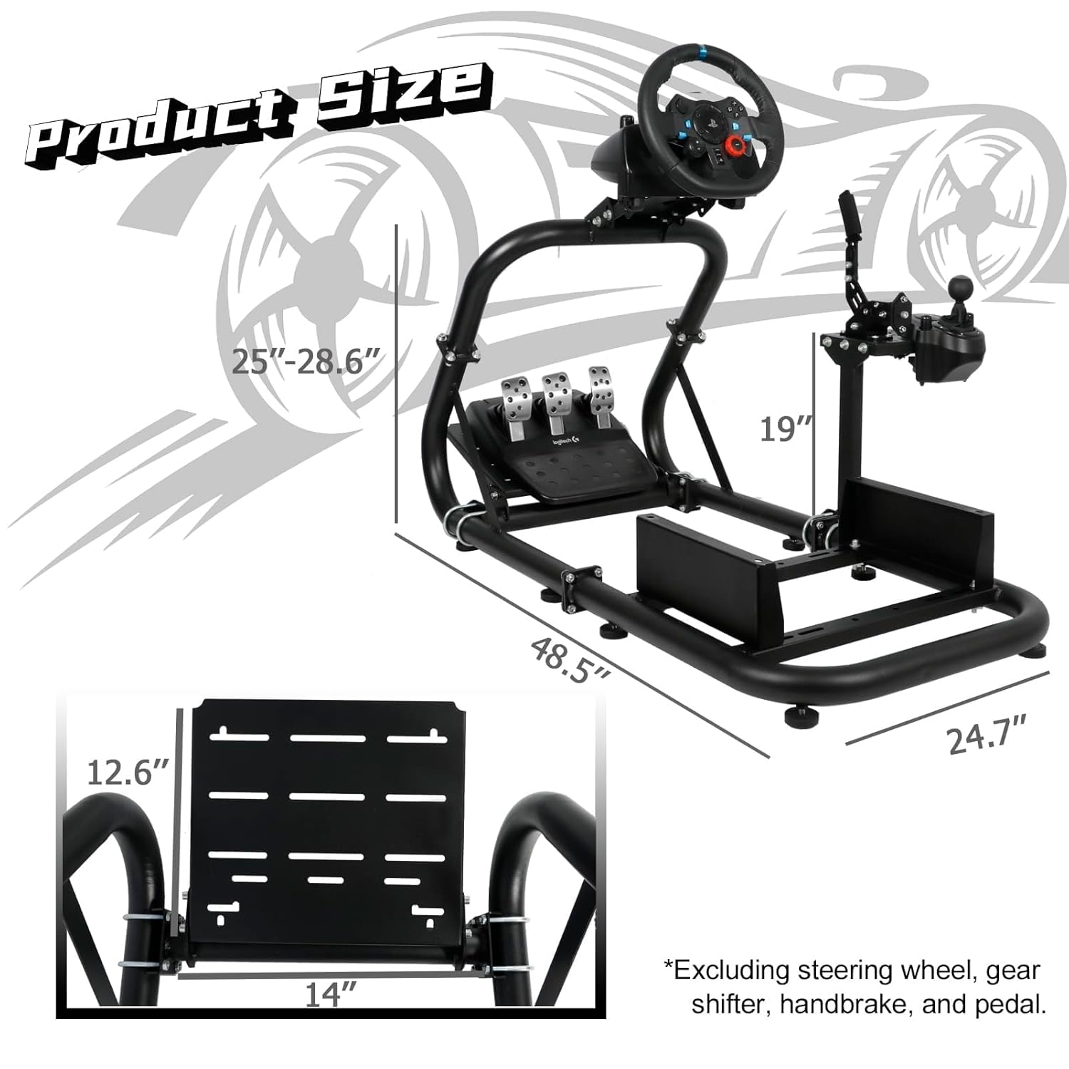 Dardoo Racing Simulator Cockpit dimensions diagram