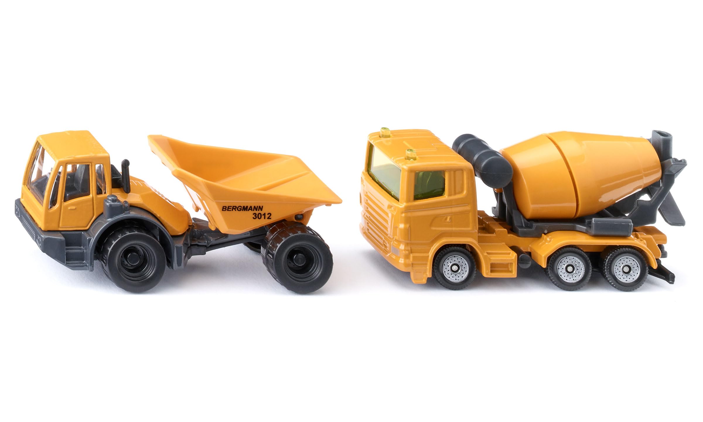 Siku 1692, Baustellen-Set, Dumper und Betonmischer, Spielzeugauto für Kinder, Gelb, Metall/Kunststoff, Kipp- und drehbare Trommel, Kippbare Mulde
