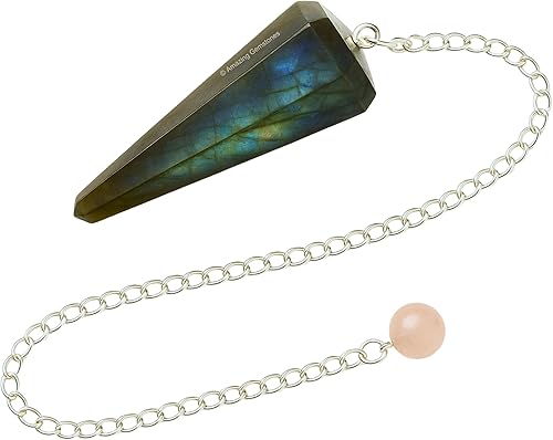 Miniatura 2 de Increíble péndulo de cristal de piedras preciosas para la adivinación Collar de péndulo con cadena de chakras y bola de cristal para curación Reiki