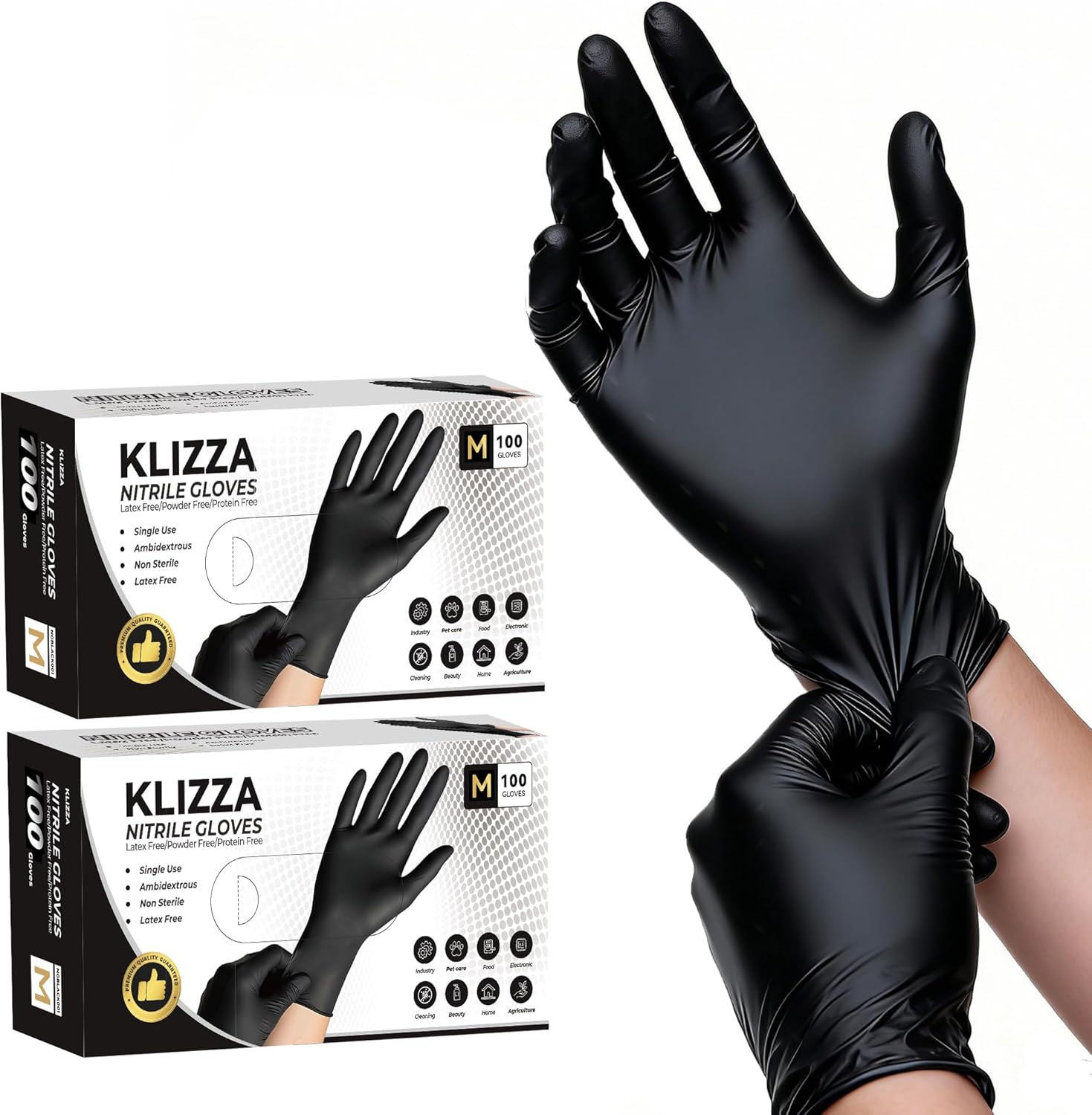 5 Mil Black Nitrile/Vinyl Blend Exam Gloves, Tear Resistant Latex & Powder Free Gloves