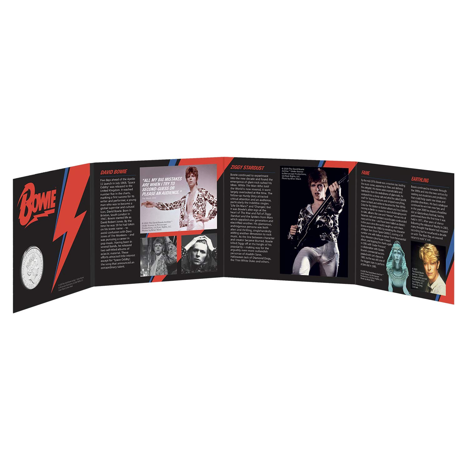 David Bowie Coin £5 Royal Mint Official BU Five Pound Music