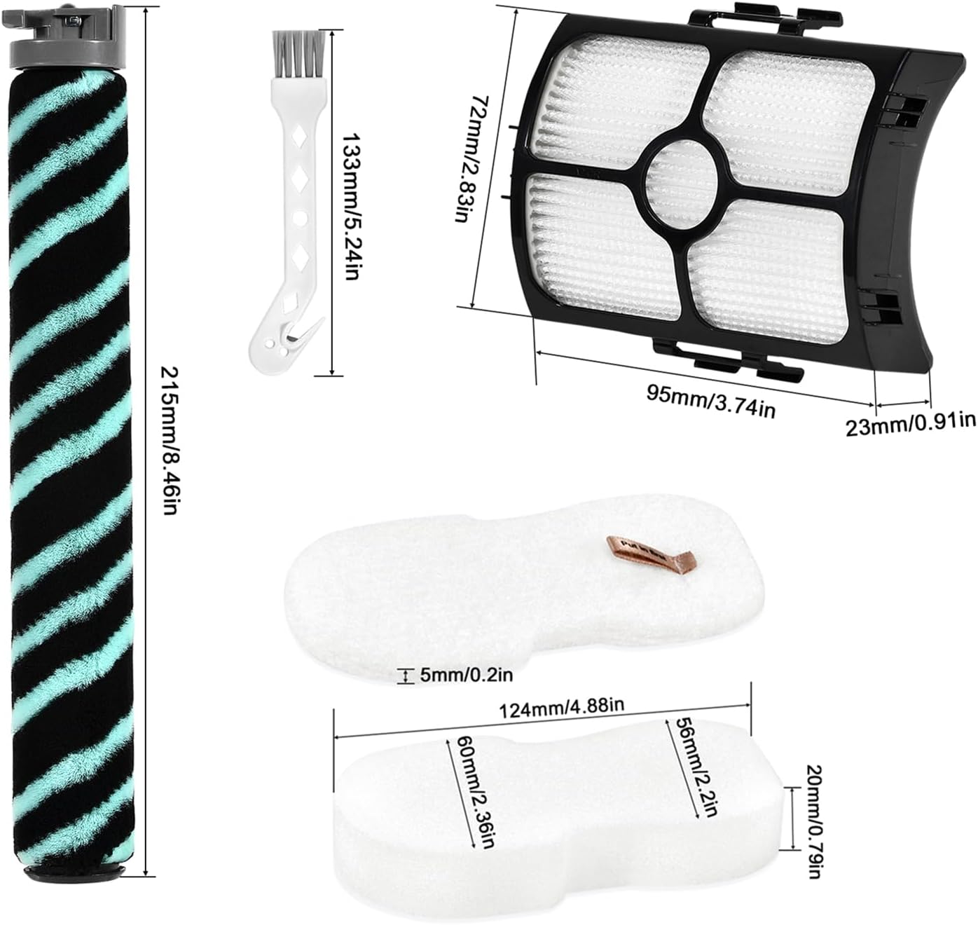 8Pcs HZ4002 Replacement Filter Compatible with Shark HZ4000 HZ4002 Corded Stick Vacuum Cleaner, 2 HEPA Filters, 4 Foam & Felt Filters, 1 Roller Brush, 1 Cleaning Brush