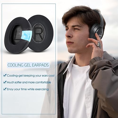 Miniatura 6 de GEVO Almohadillas de repuesto de gel refrescante, almohadillas para los oídos Bose QuietComfort 35 (QC35) y Quiet Comfort 35 II (QC35 II) y más,