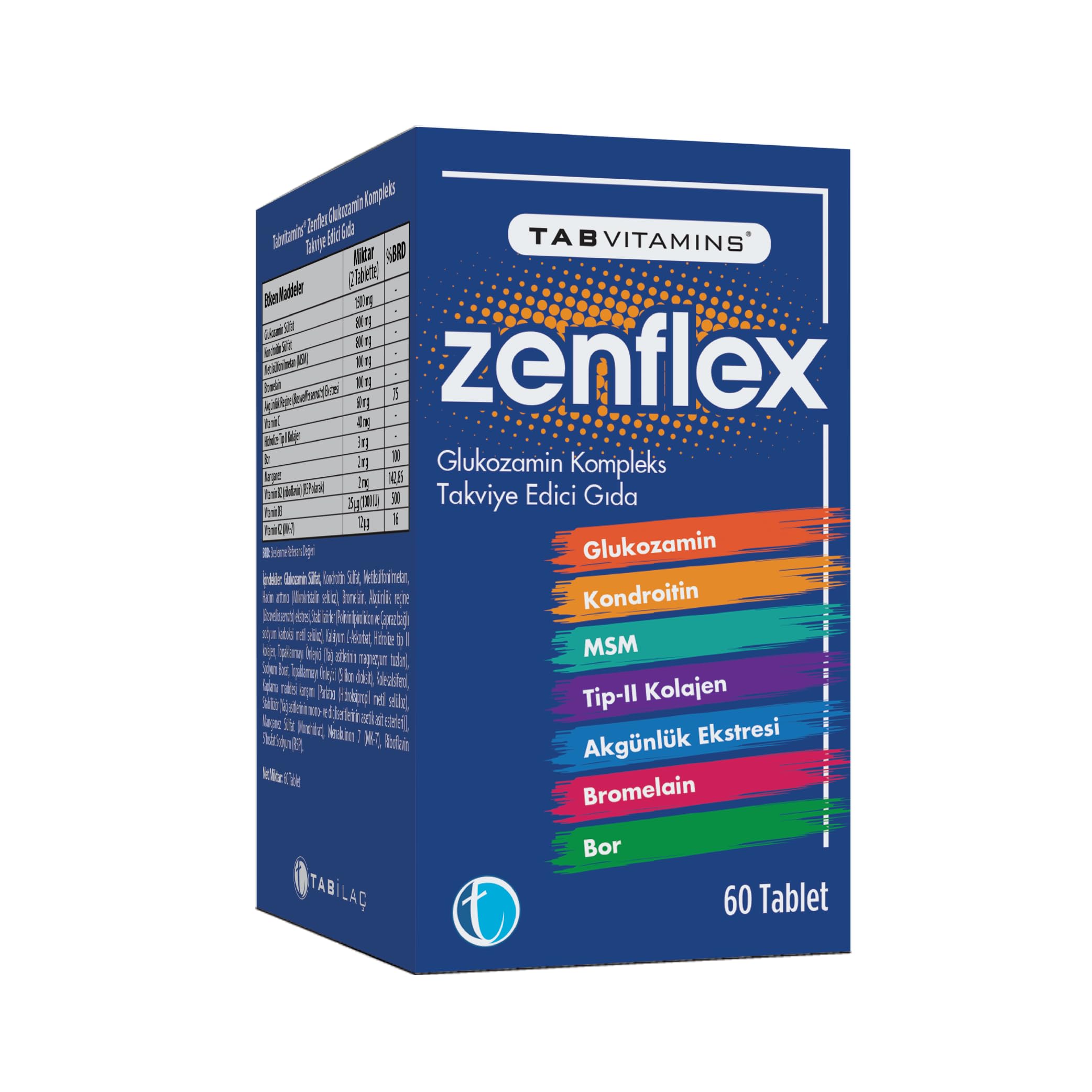 Zenflex 60 Tablet Glukozamin Kondroitin MSM Tip II Kolajen