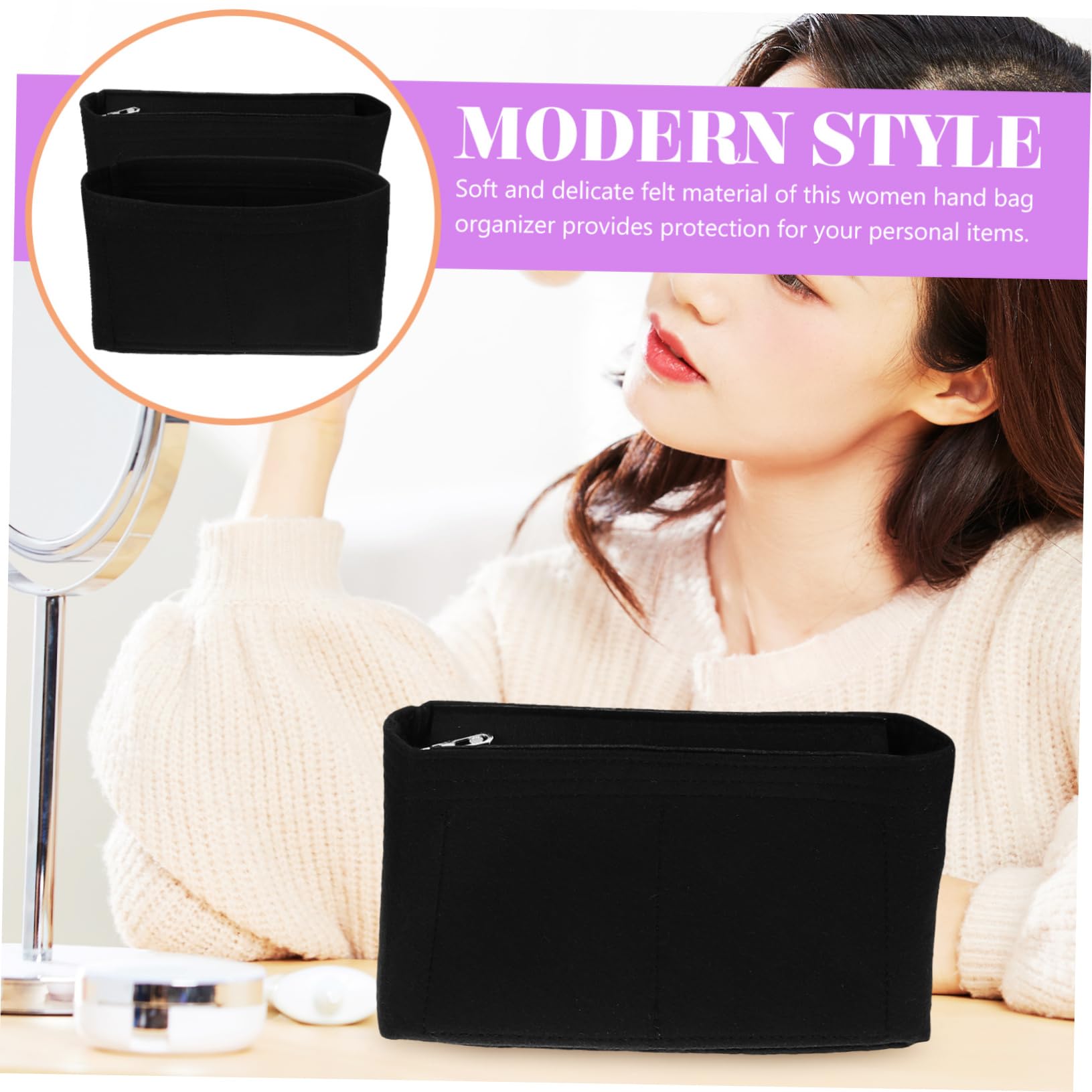 VALICLUD 4sets Purse Organizer Inserts Women Insert Organizer Small Handbag Felt 2pcs*4