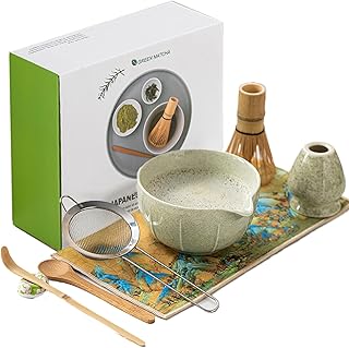 HJB VISSO Matcha Whisk Set - 8PCS Japanese Matcha Tea Kit for Traditional Tea Ceremony, Japanese Tea Making Tools with Whi...