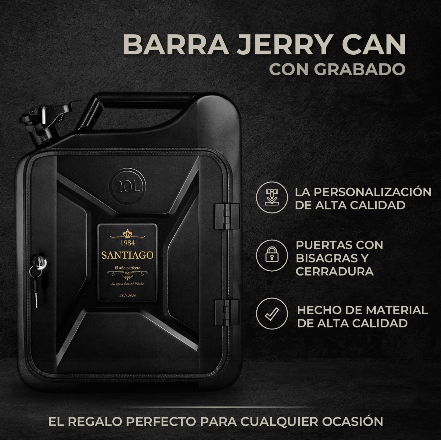 Maverton Whisky Mini Bar Cabinet 20 l - Gabinete de Bar Personalizado con Clave - Compacto para Viajes- Regalos Originales para Hombre Padre Amigo Abuelo Marido Jefe Día del Padre