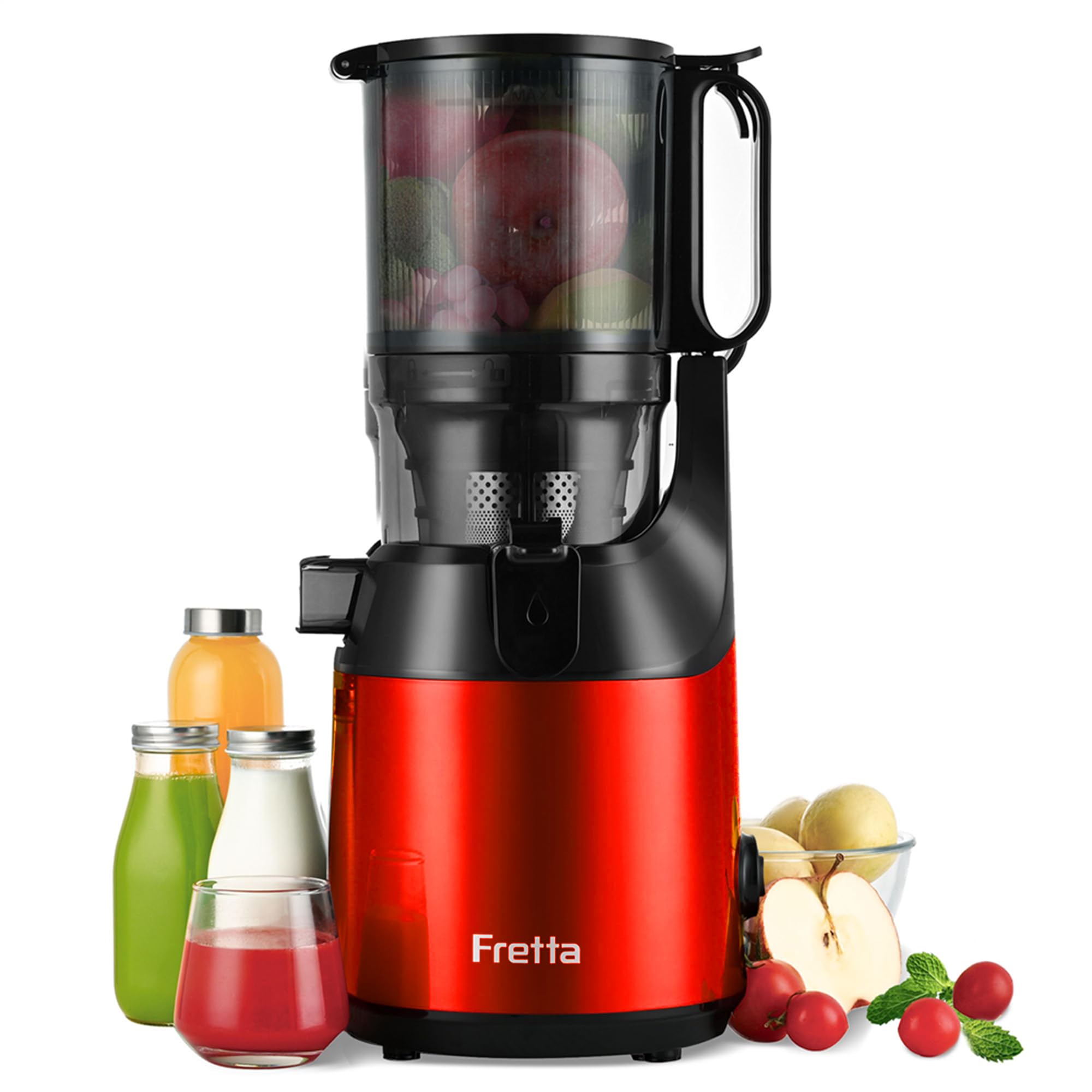 Estrattore Frutta e Verdura,Fretta Estrattore di succo con apertura di 135mm,Capacità 1,8L Adatta a Frutta e Verdure,Facile pulito,Senza BPA