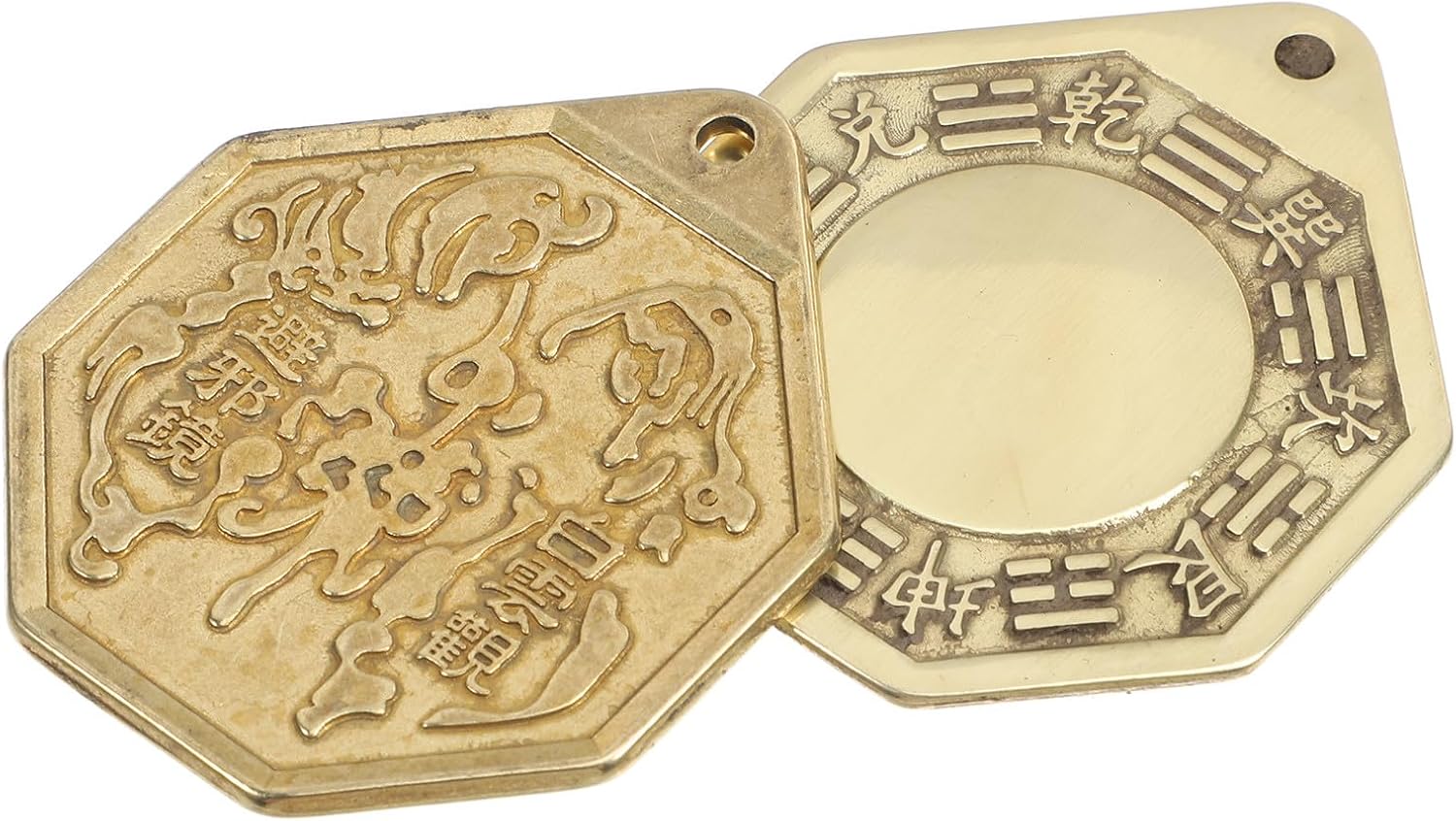 Kichvoe Copper Bagua Mirror Wall Hanging Decoration Bagua Mirror Decoration Traditional Crafts Home Decor Exorction of Evil Spirits Hanging Decoration Desktop Figurine Set of 2