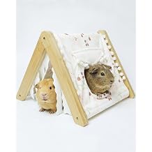 Guinea Pig House, Bamboo Hideout with Window, Bottomless Cage Accessory