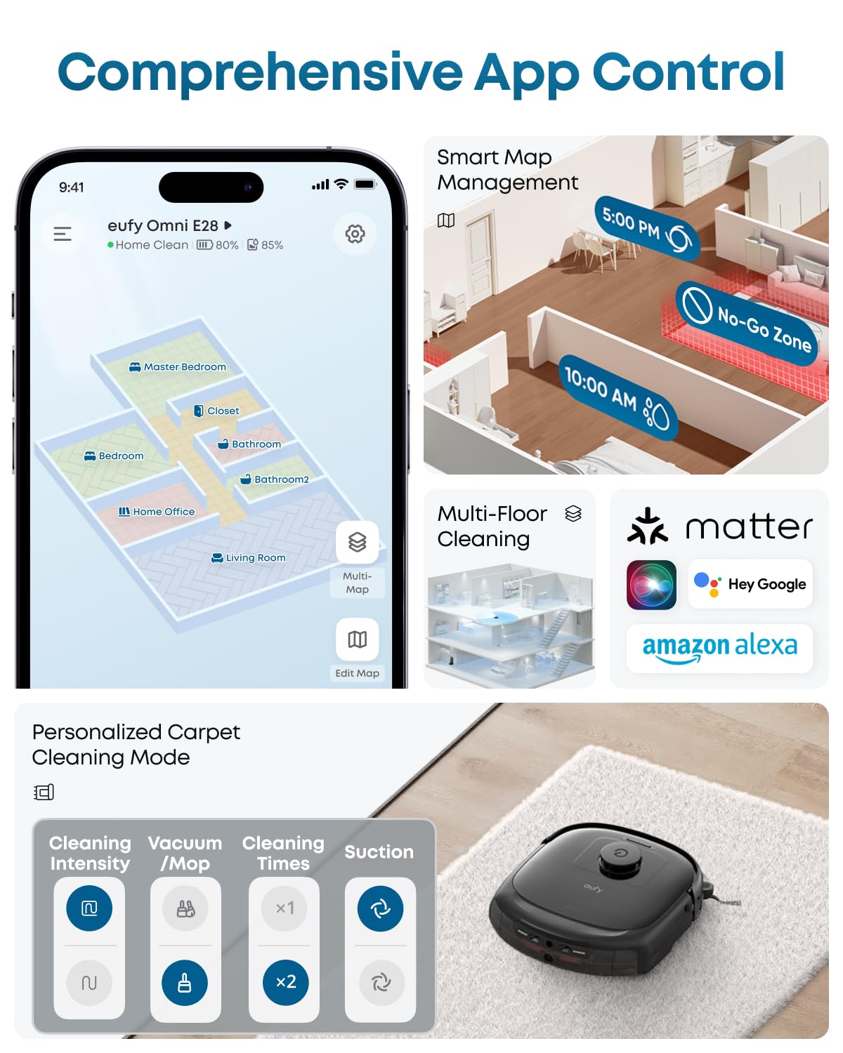 eufy E28 Robot Vacuum and Mop, 20,000 Pa, Portable Carpet Cleaning view 9