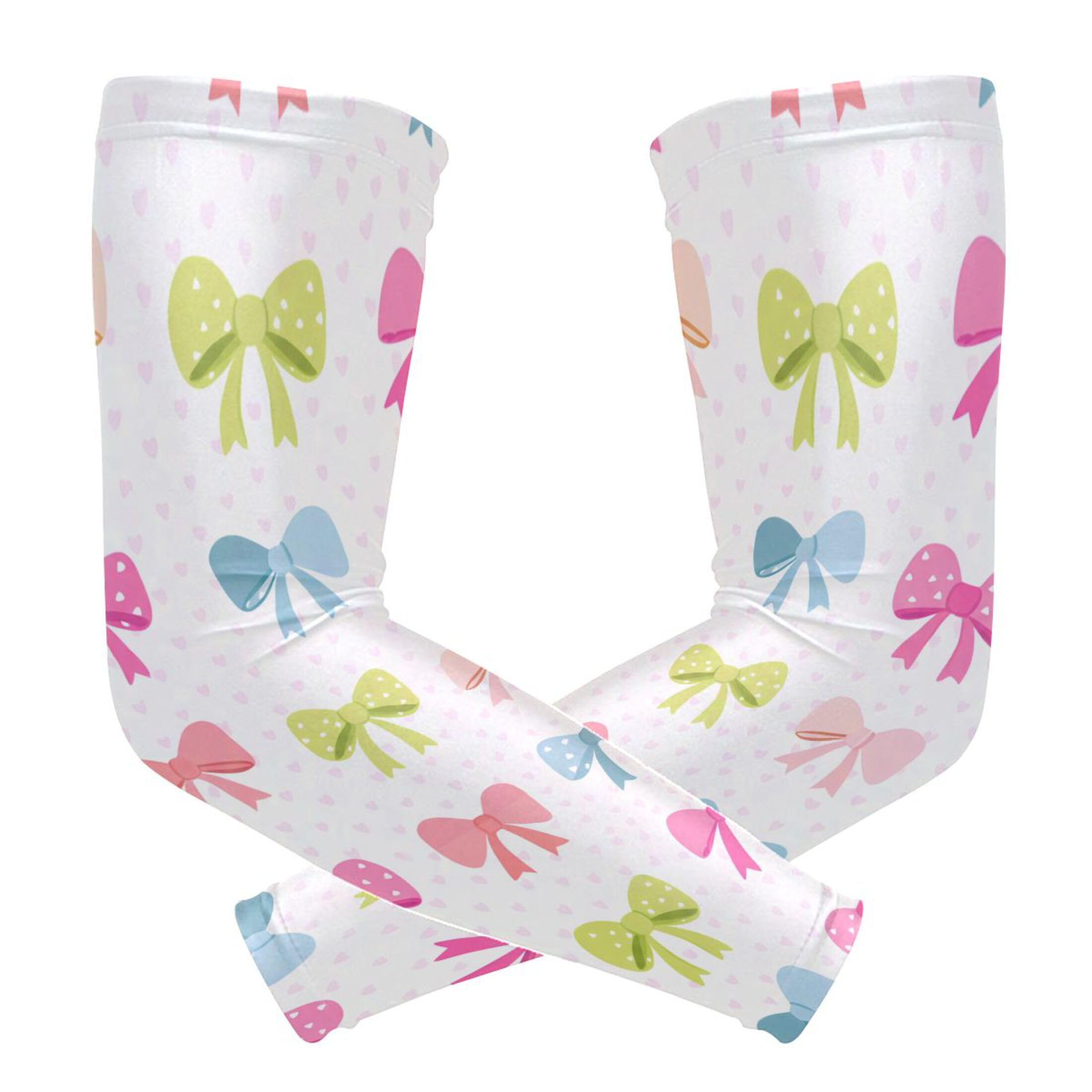 Takiito Bows in Pastel Arm Sleeves for Men Women, Cooling Arm Sleeve UV Sun Protection Compression Arm Sleeve, Breathable & Moisture Wicking