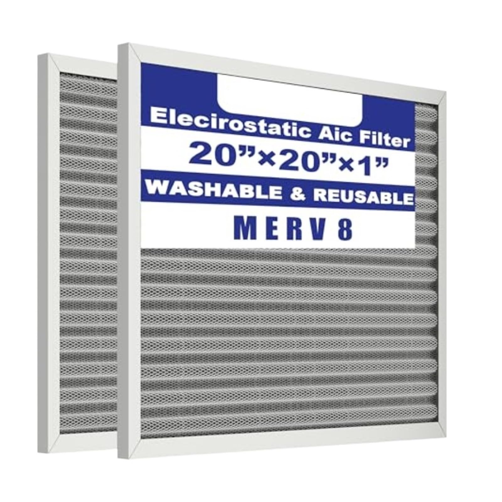 Bpaoosvpm One Color 2 Pack 20X20x1 Universal Reusable Air Filters Electrostatic Merv 8 Air Conditioning Furnace System Air Filter (Ac)