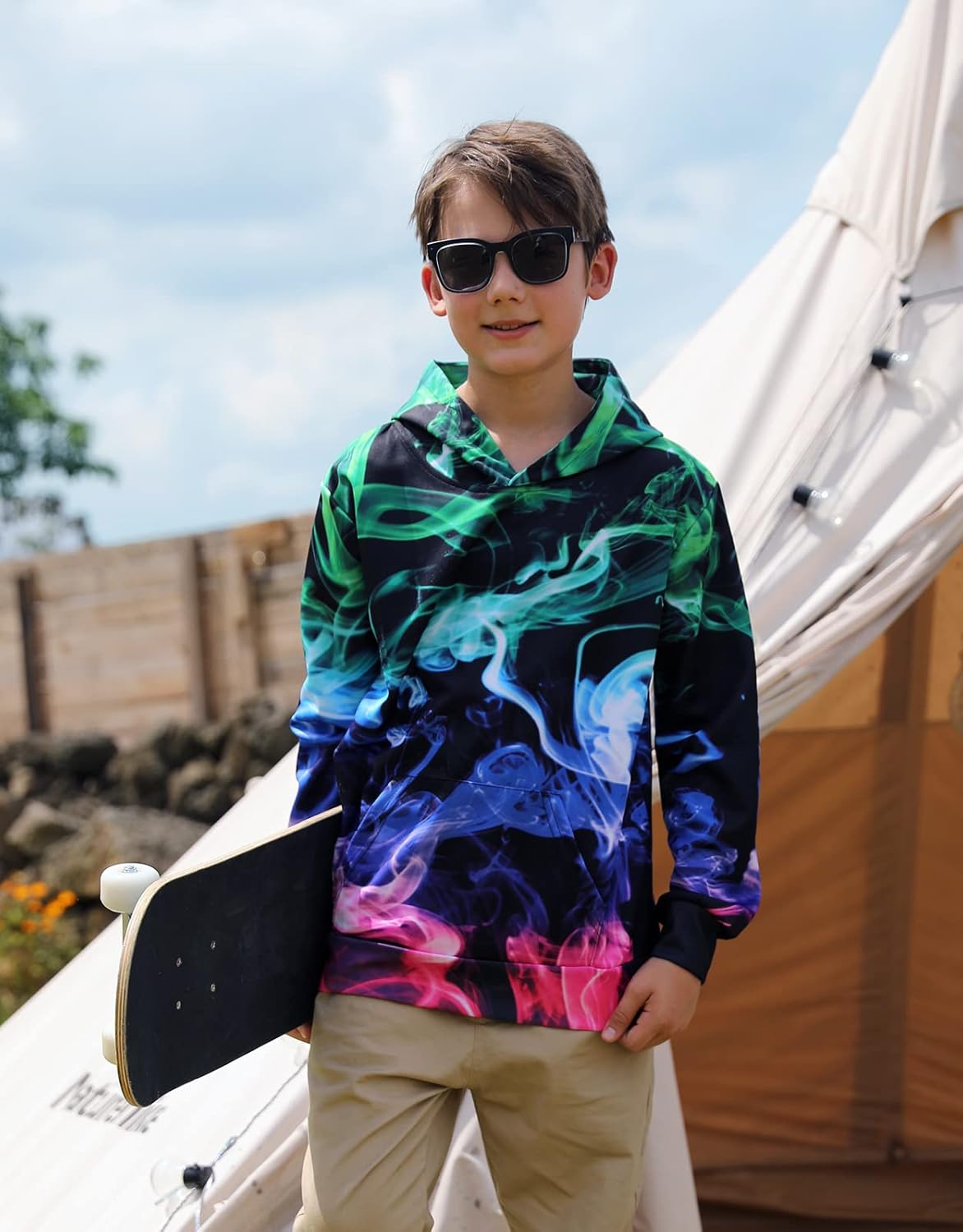 RAISEVERN Boys Girls Hoodies Kids Sweatshirts Pullover Hooded 3D Print Graphics Lightweight Hoody 6-16T A-colorful 8-11 Years